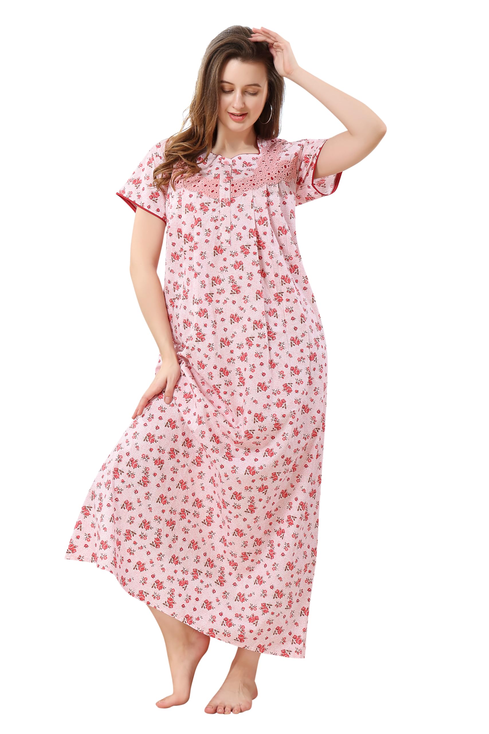 Women Cotton Floor Length Nighty 1790-image-7