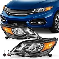 Vista 12 de Reemplazo del conjunto de faros delanteros para Honda Civic 2014-2015 de 2 puertas Coupé, carcasa negra, reflector ámbar (L+R)