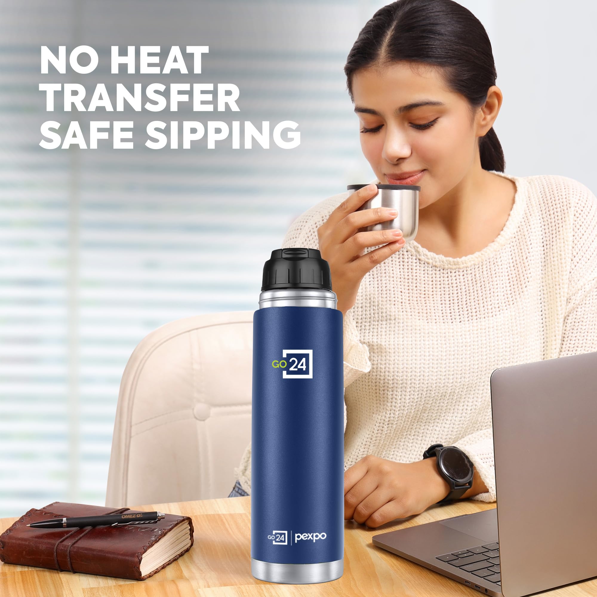 Flamingo Stainless Steel Water Bottle - Denim Blue -7 Flamingo Stainless Steel Water Bottle - Denim Blue -7
