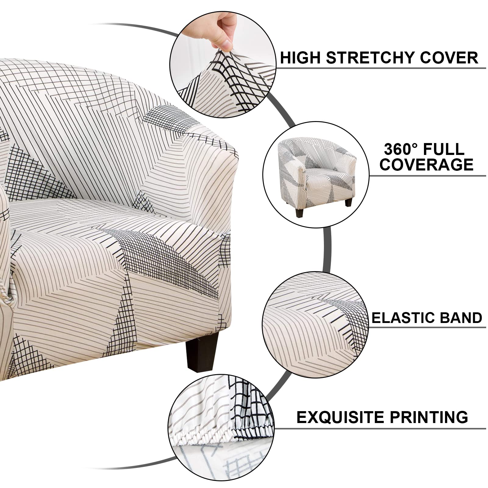 Lydevo Copripoltrona 1 Posto Elasticizzato,Copripoltrona con Cuscino Separato,Fodere per Poltrona da Cocktail Universale Lavabile Rimovibile,Coperture Protettive per Poltrona Club,Linea Bianca
