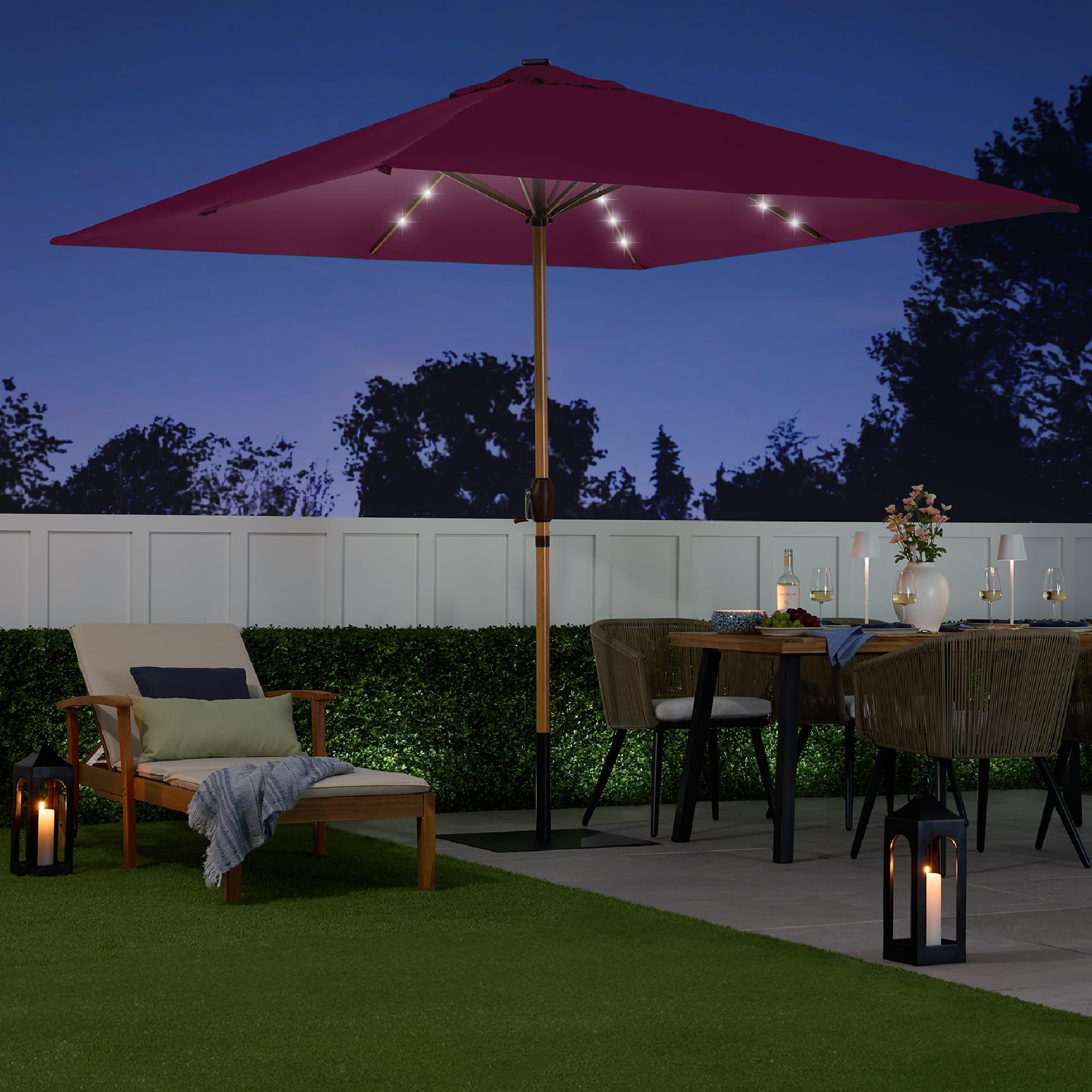 best uv protection patio umbrella Amazon.com : Best Choice Products 9ft Deep Square Solar Powered LED Lighted Patio  Umbrella w/Woodgrain Pattern, UV-Resistant Fabric, Hand Crank