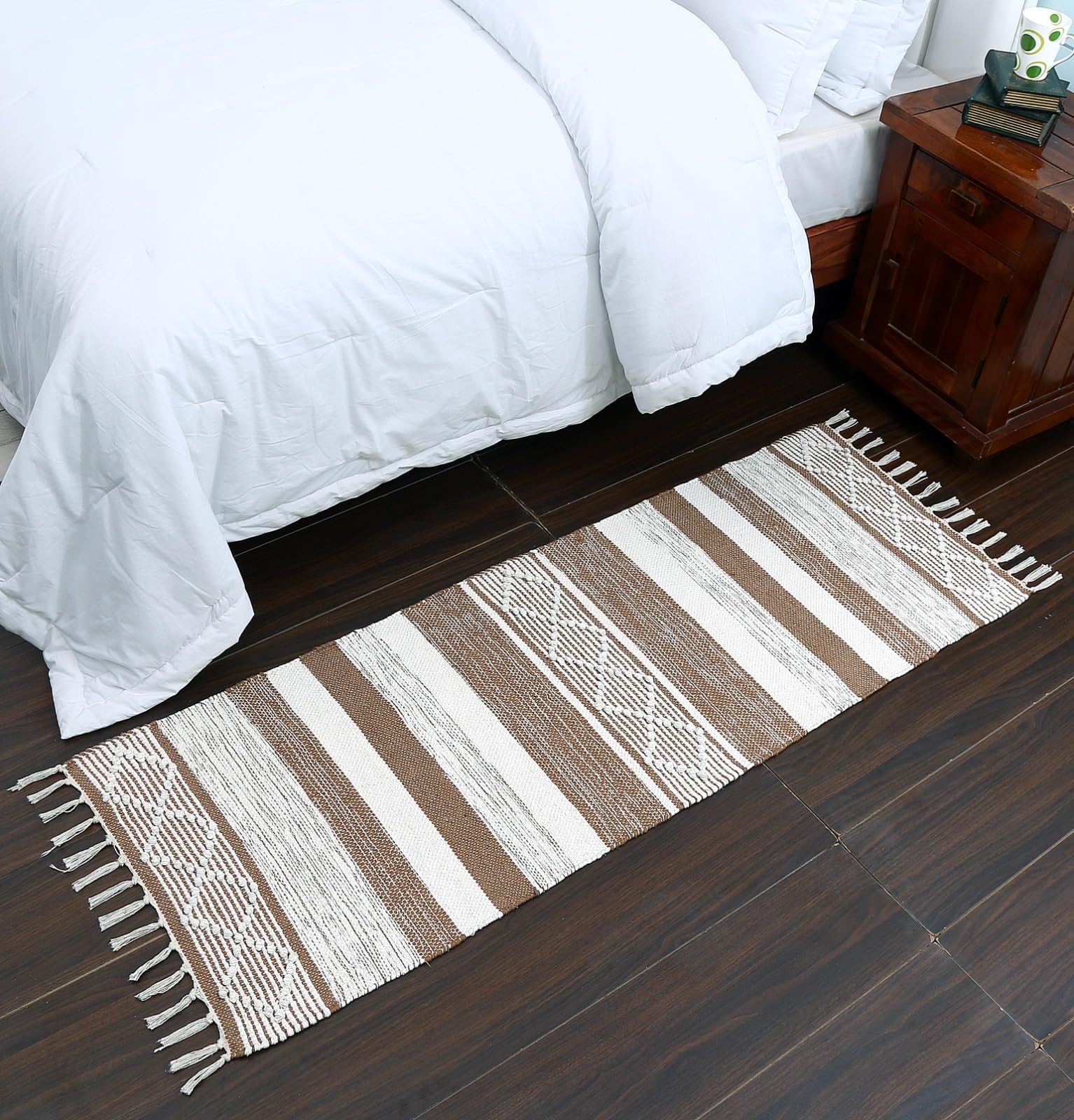 Cotton Bed Runner - 22x55 Inches, Brown -24