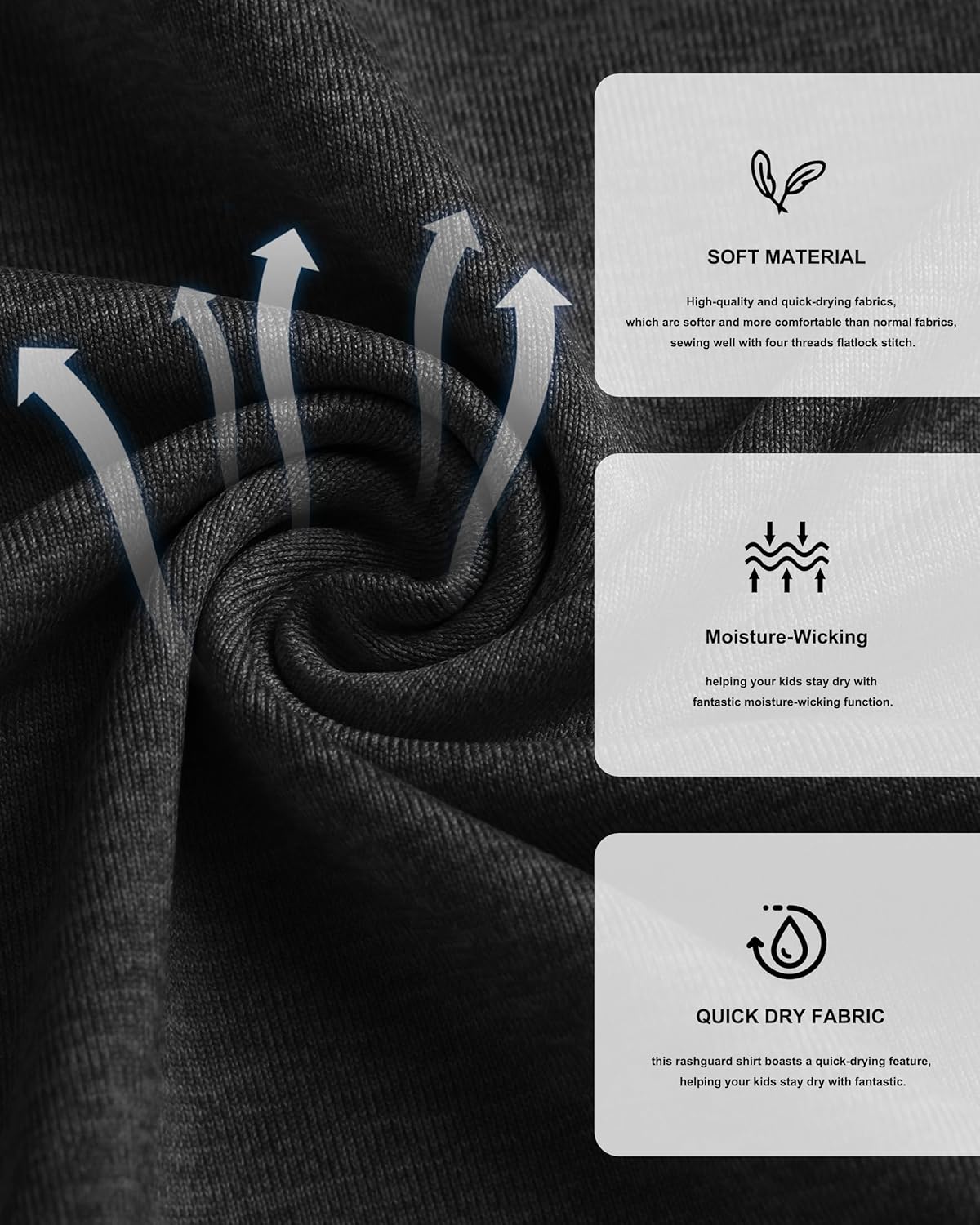 Roadbox Boys Rash Guard Hooded Fishing Shirt, Kids UPF 50+ Long Sleeve Sun Hoodie, Youth UV Protection Beach Swim Shirts - Image 5