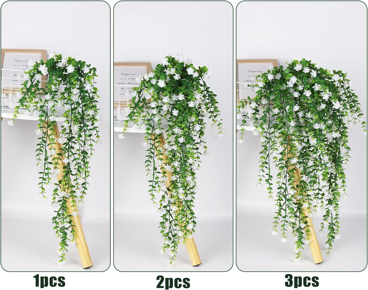 Artificial Flower Fake Hanging Eucalyptus Flower for Home Decoration, White Color 3Pcs - Image 5