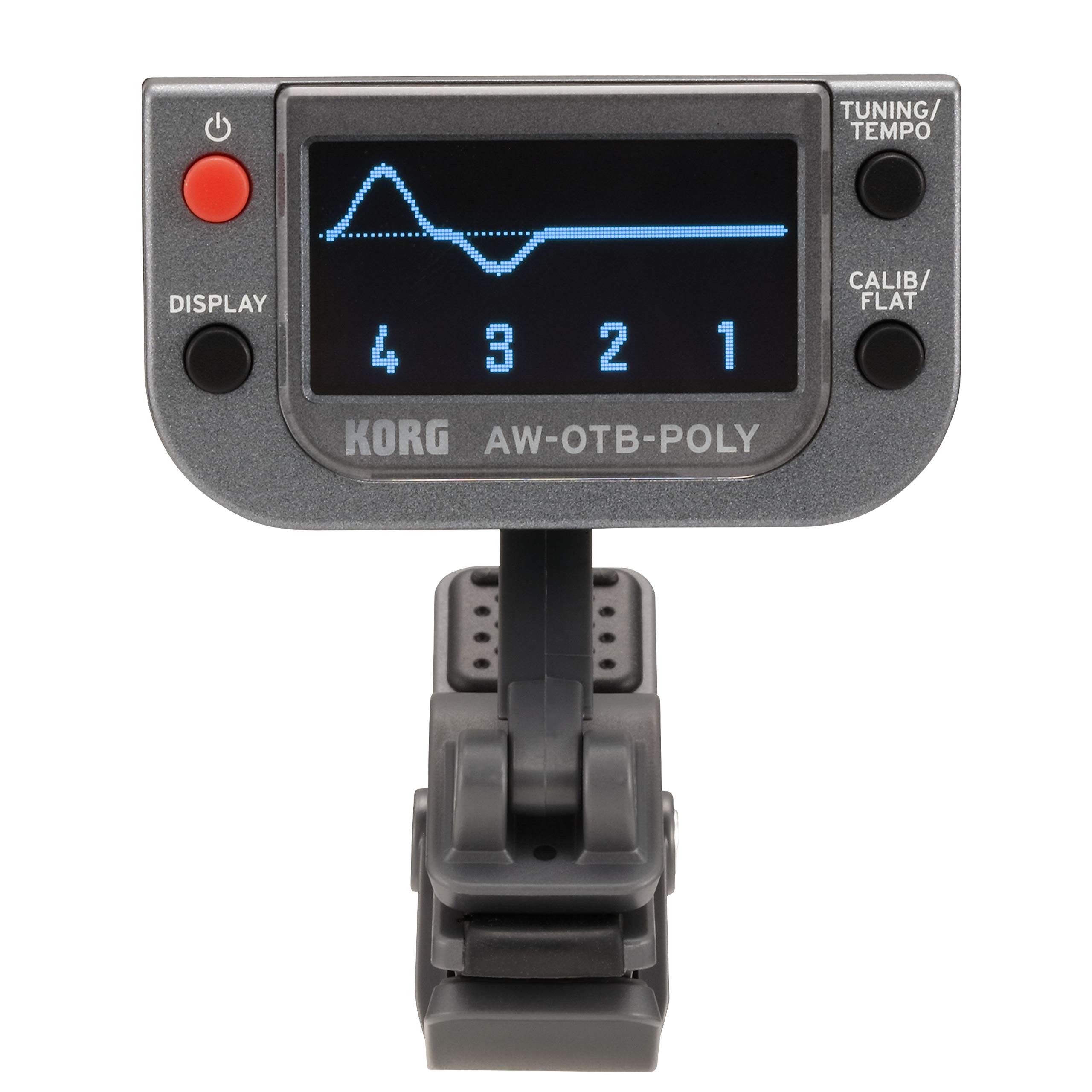 Korg AW-OTB-Poly Clip On Tuner für Bassisten (polyphones Stimmgerät mit OLED-Display-Technologie, speziell für Bass)