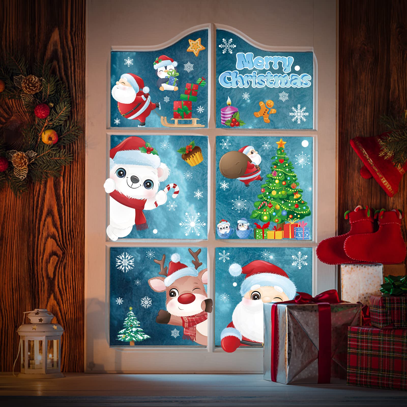 Amazon.co.jp: クリスマス ステッカー 窓 静電ステッカー 飾り 9枚