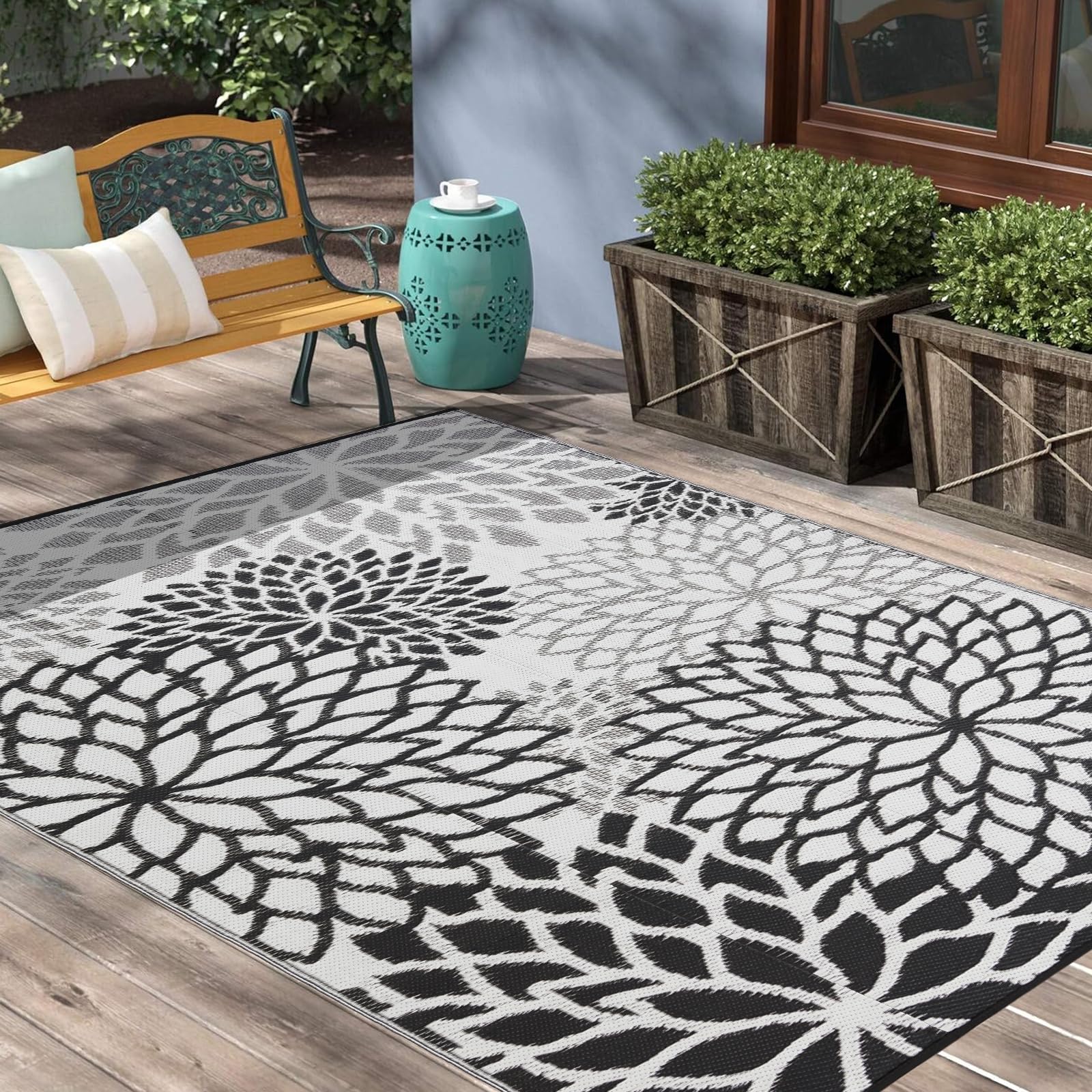 YONILE Outdoor Rug 9x12 ft Waterproof, Reversible Outdoor Plastic Straw Rug for Patios Clearance, Outdoor Area Rug Carpet RV Mat for Camping Backyard