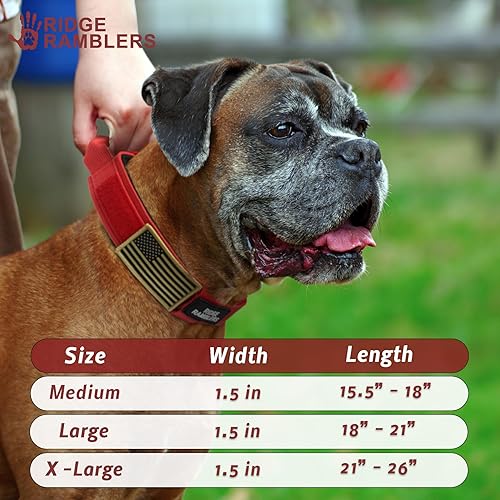Miniatura 5 de Ridge Ramblers - Collar táctico avanzado para perro con asa - Collar de perro resistente fabricado con herrajes metálicos ligeros y acolchado de