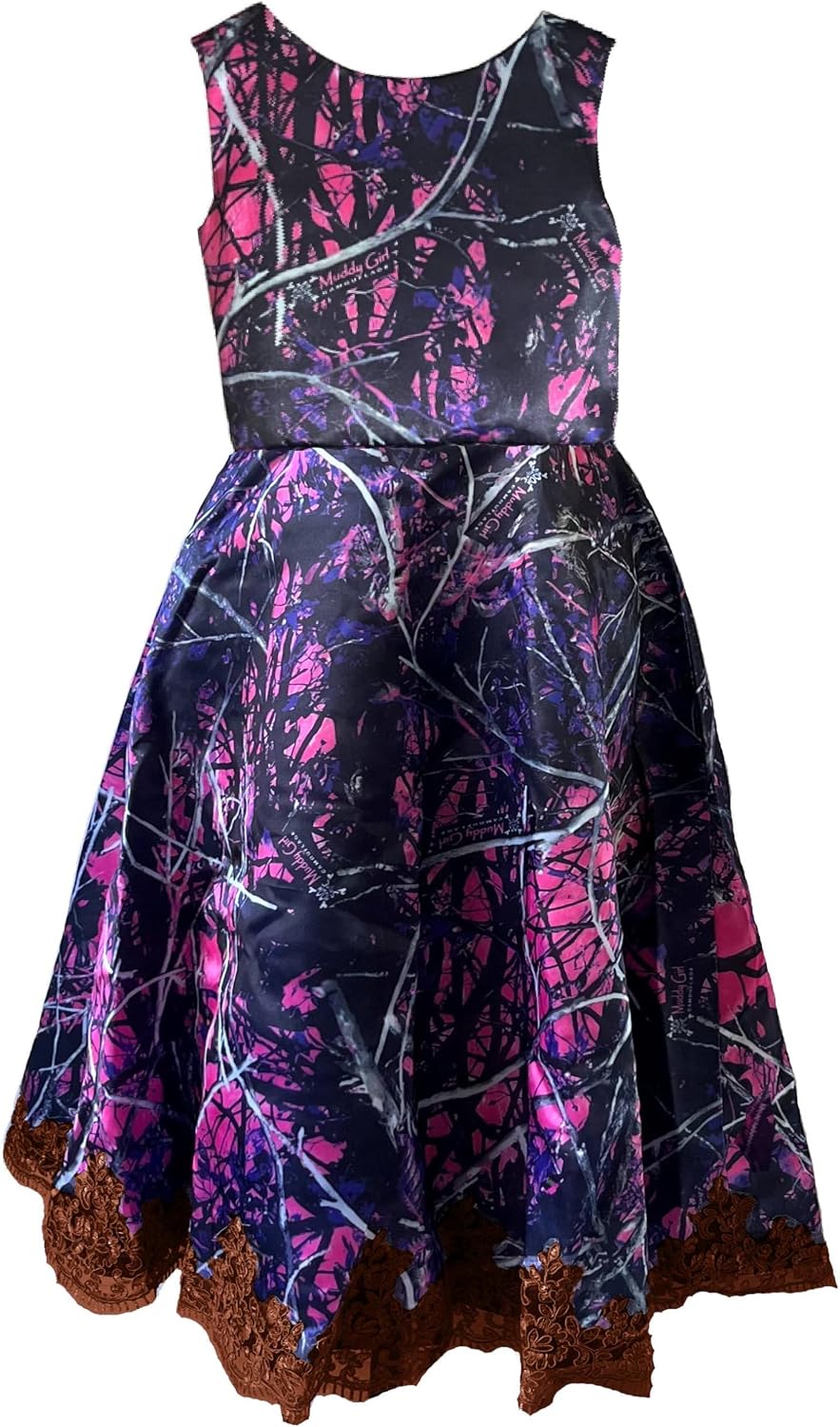 DINGZANCAMO Muddy Girl Camo Special Occasion Party Dress Mini Bridesmaid Gown Lace