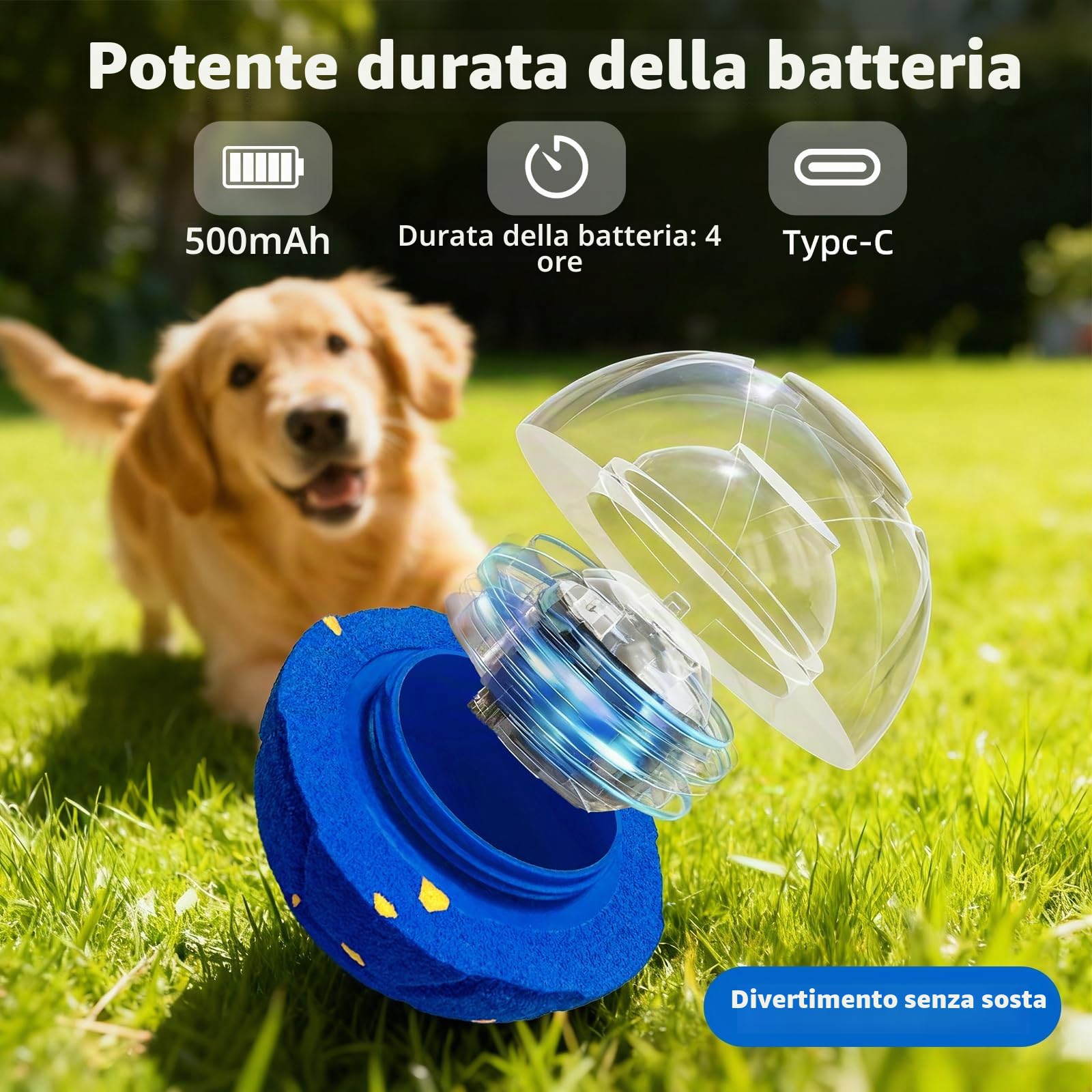 Palle per Cani Giocattolo Intelligente Interattivo con 3 Modalità di Gioco Impermeabile,Ricaricabile, per Cuccioli Cani di Taglia Media e Grande Giocattolo Elettrico Indistruttibile