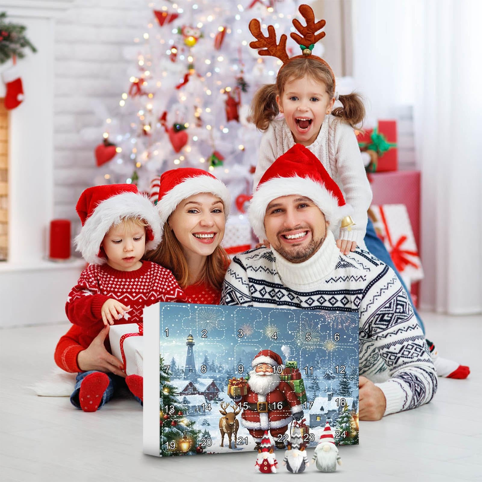 Calendario 'Avvento 2024 con natalizio, calendario 'avvento di | Natale Gonks, conto alla rovescia per 24 giorni, decorazione natalizia per bambini, 35 x 25 x 5 cm