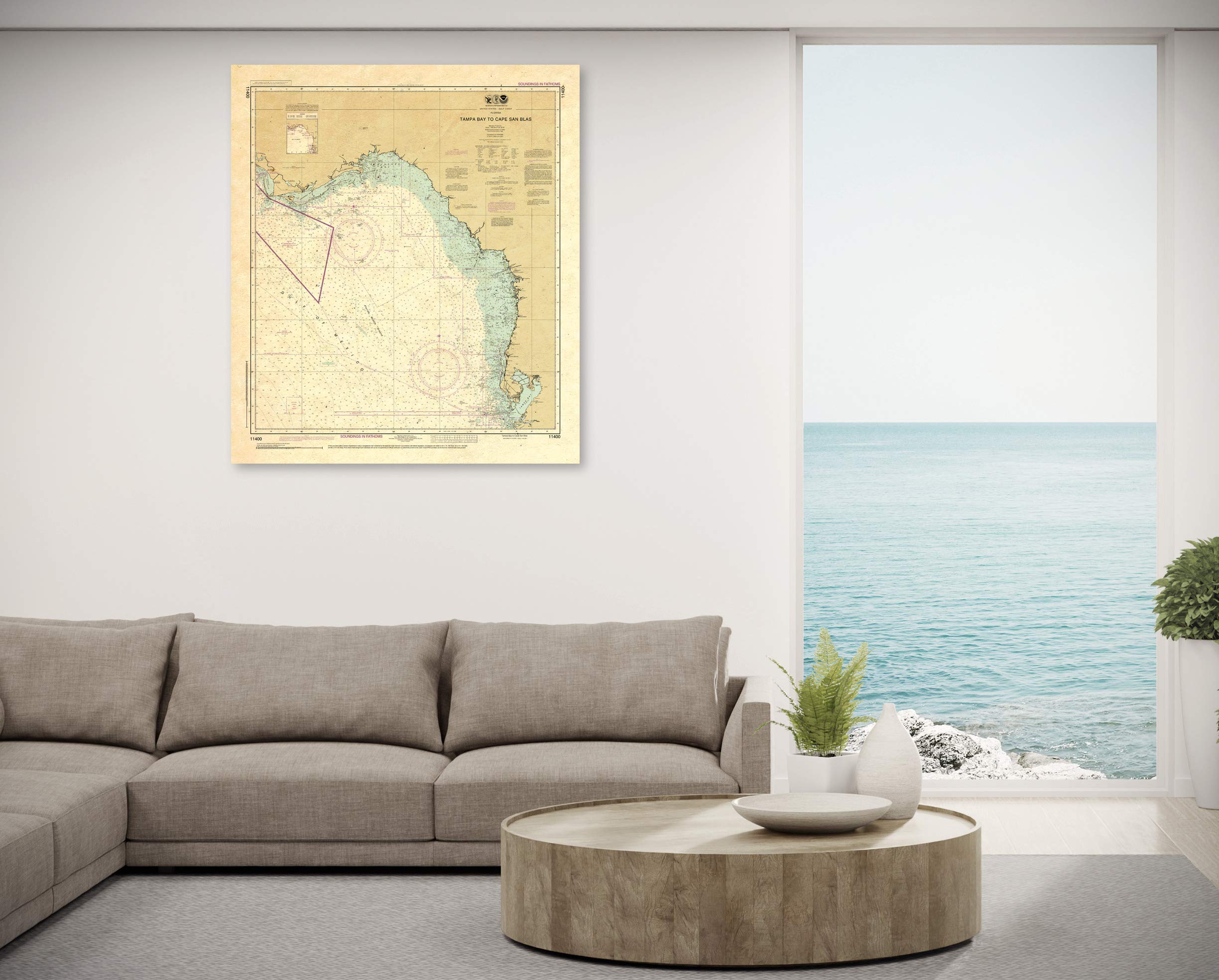 Paradise Cay Publications, Inc. Antiqued NOAA Chart 11400: Tampa Bay to Cape San Blas