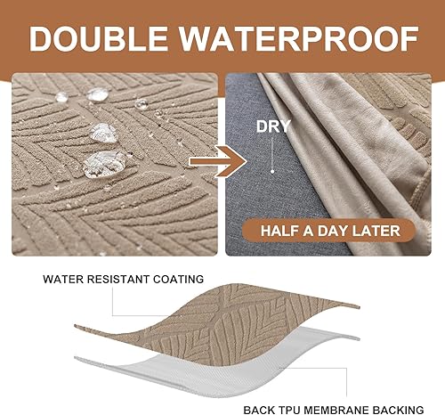 Miniatura 3 de Genina Fundas impermeables para banco de comedor, cubierta protectora de asiento de banco de jacquard elástica, funda de banco rectangular para