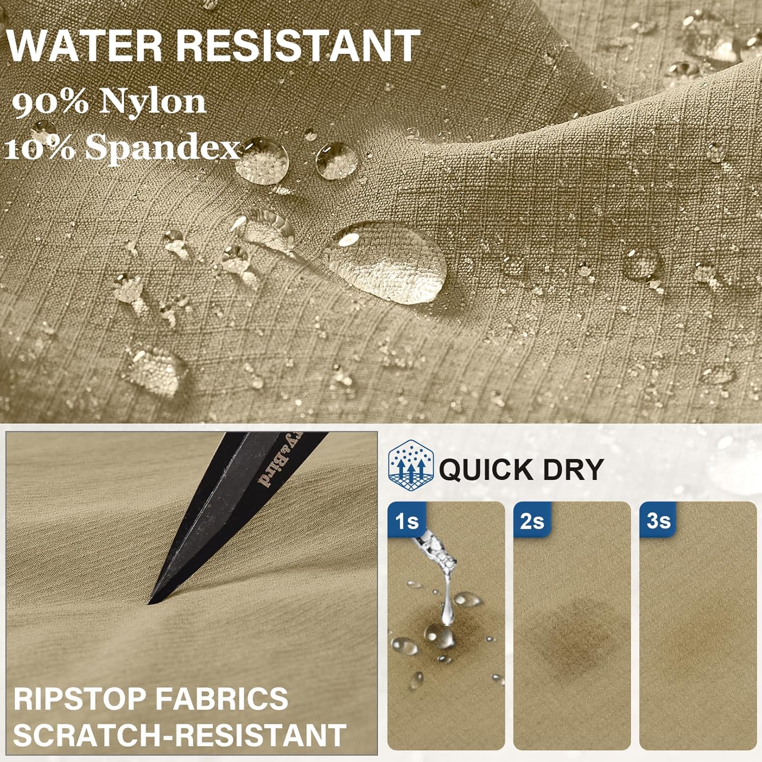 Mens Convertible Hiking-Pants, Quick-Dry Waterproof Lightweight Pants for Outdoor, Zip-Off Pants with 7 Pocket - Image 5