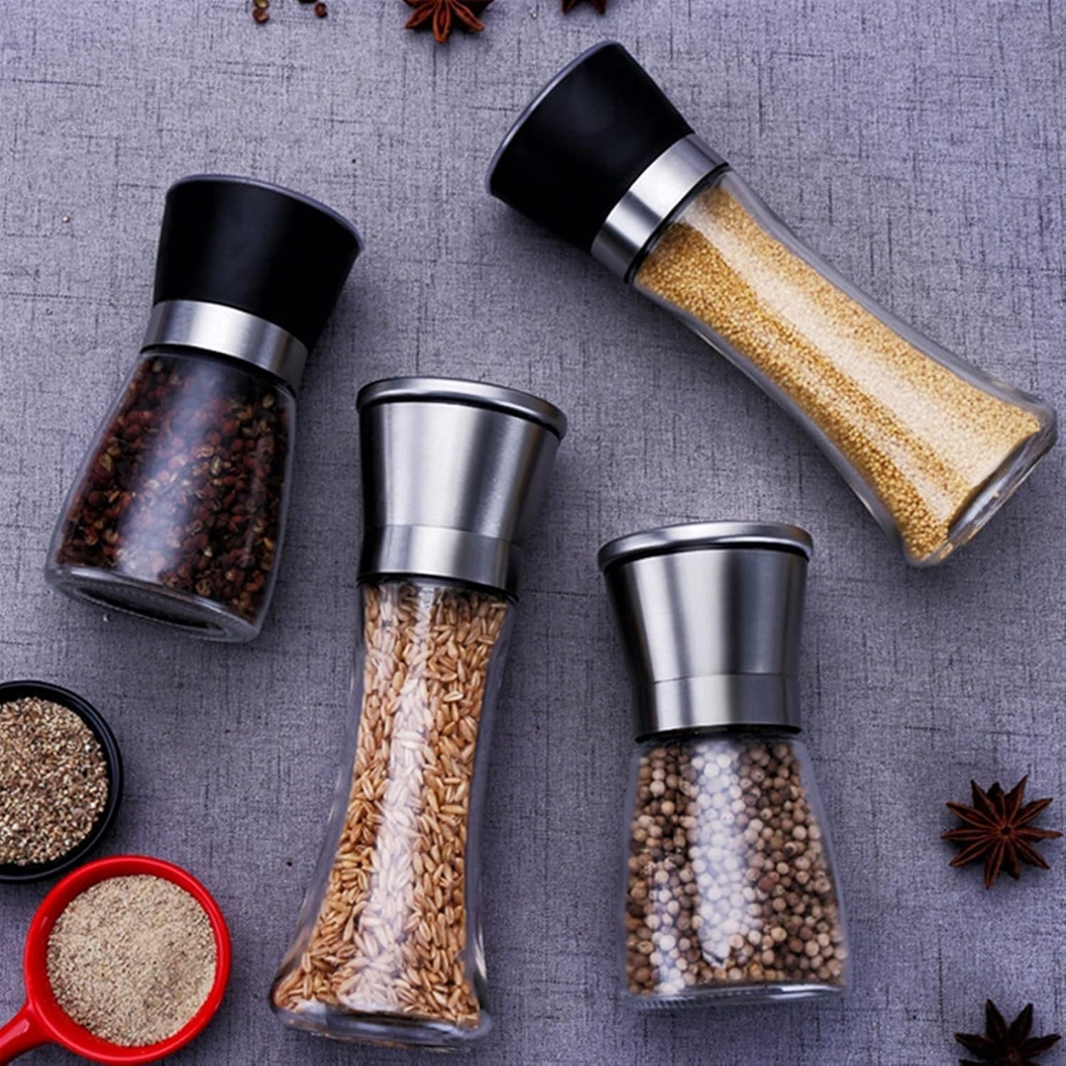 Pfeffermühle und Salzmühle – Edelstahl verstellbare Gewürzmühlen für Lebensmittel Gewürze