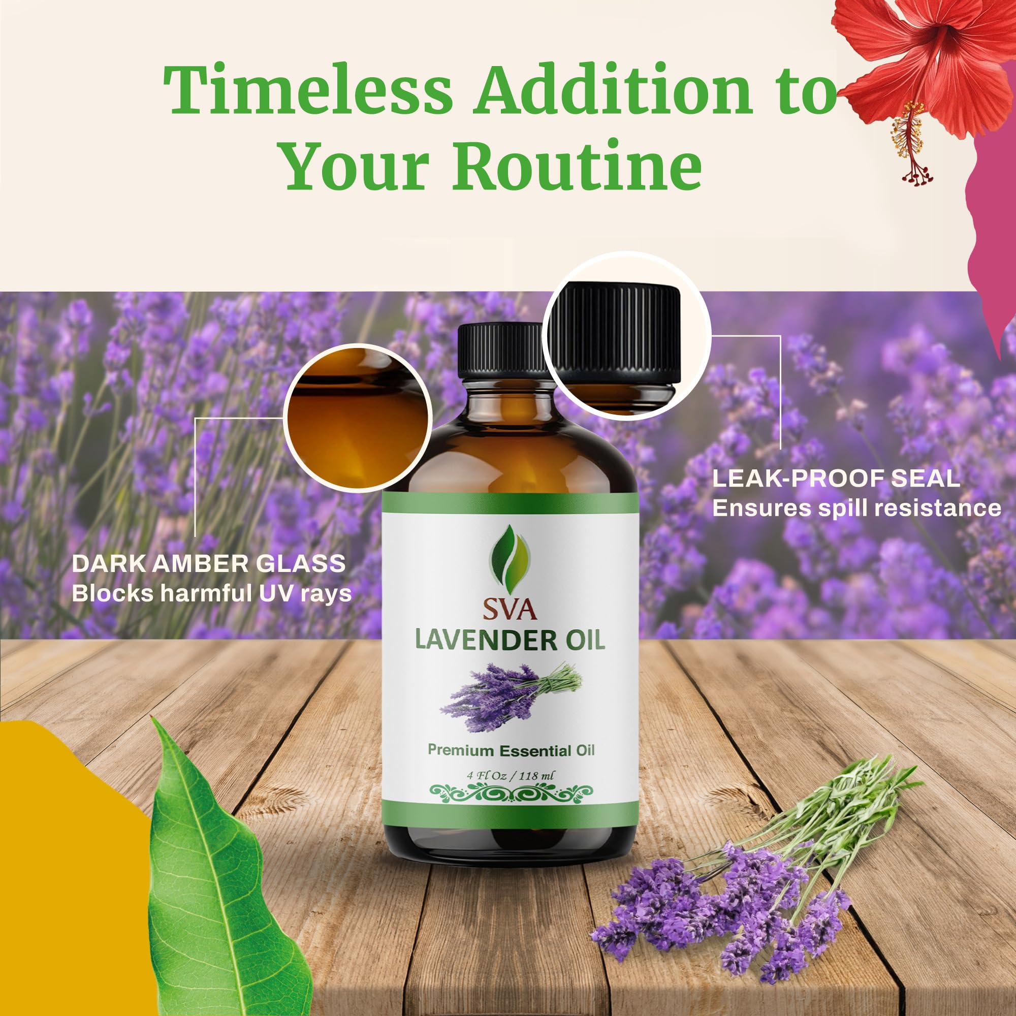 SVA ORGANICS Aceite esencial de lavanda 100% natural, aceite aromático de grado terapéutico, 4 Fl Oz con cuentagotas, aceites de aromaterapia naturales 4 Fl Oz (paquete de 1)