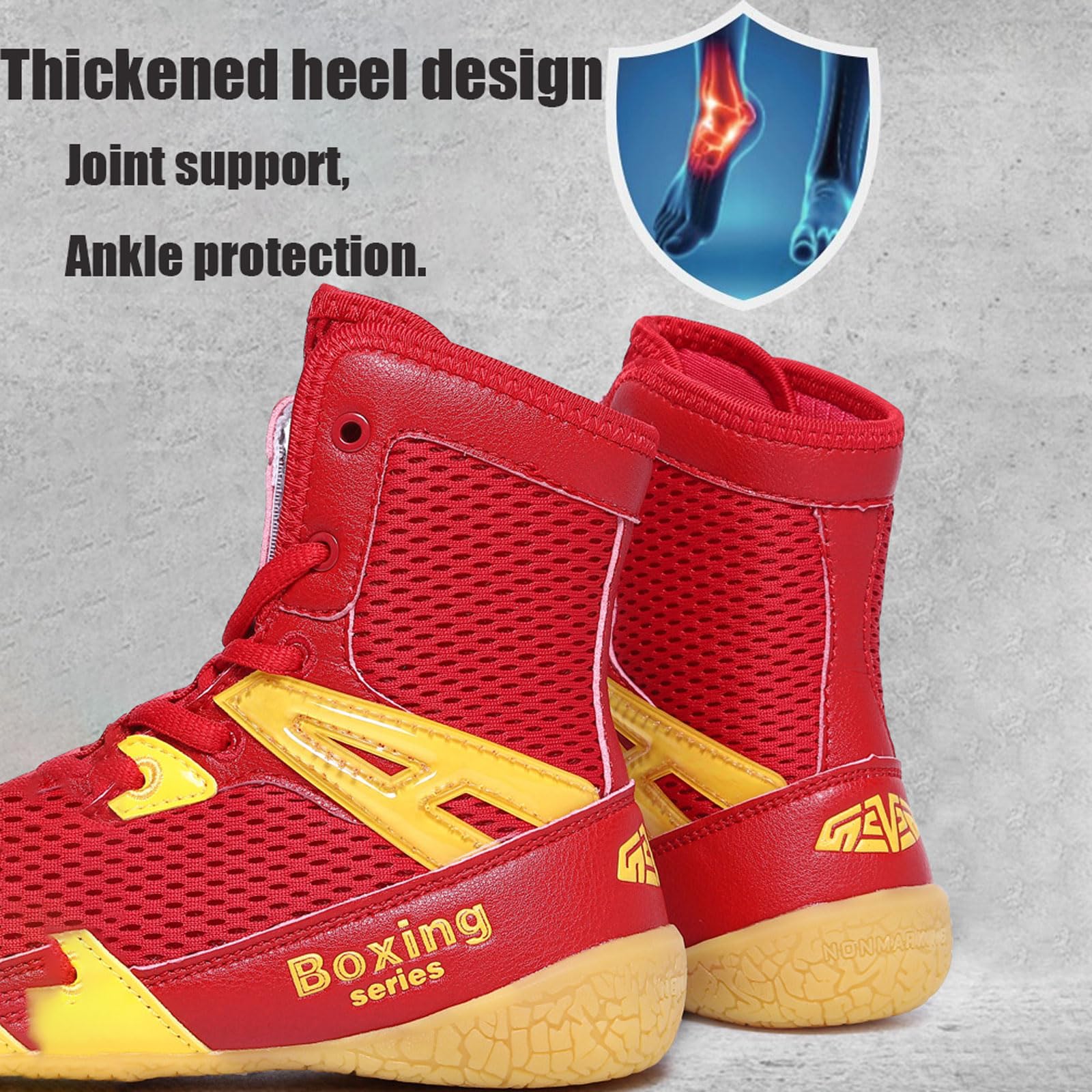 GoldeneAmeisen Chaussures de Boxe,Chaussure de Wrestling,Bottes de Boxe Mixte,Tissu à Mailles,Respirant et léger,Antidérapant,Souple,Durable,pour Taekwondo,Combat,Entraînement,Sanda,Jeunes,Enfants