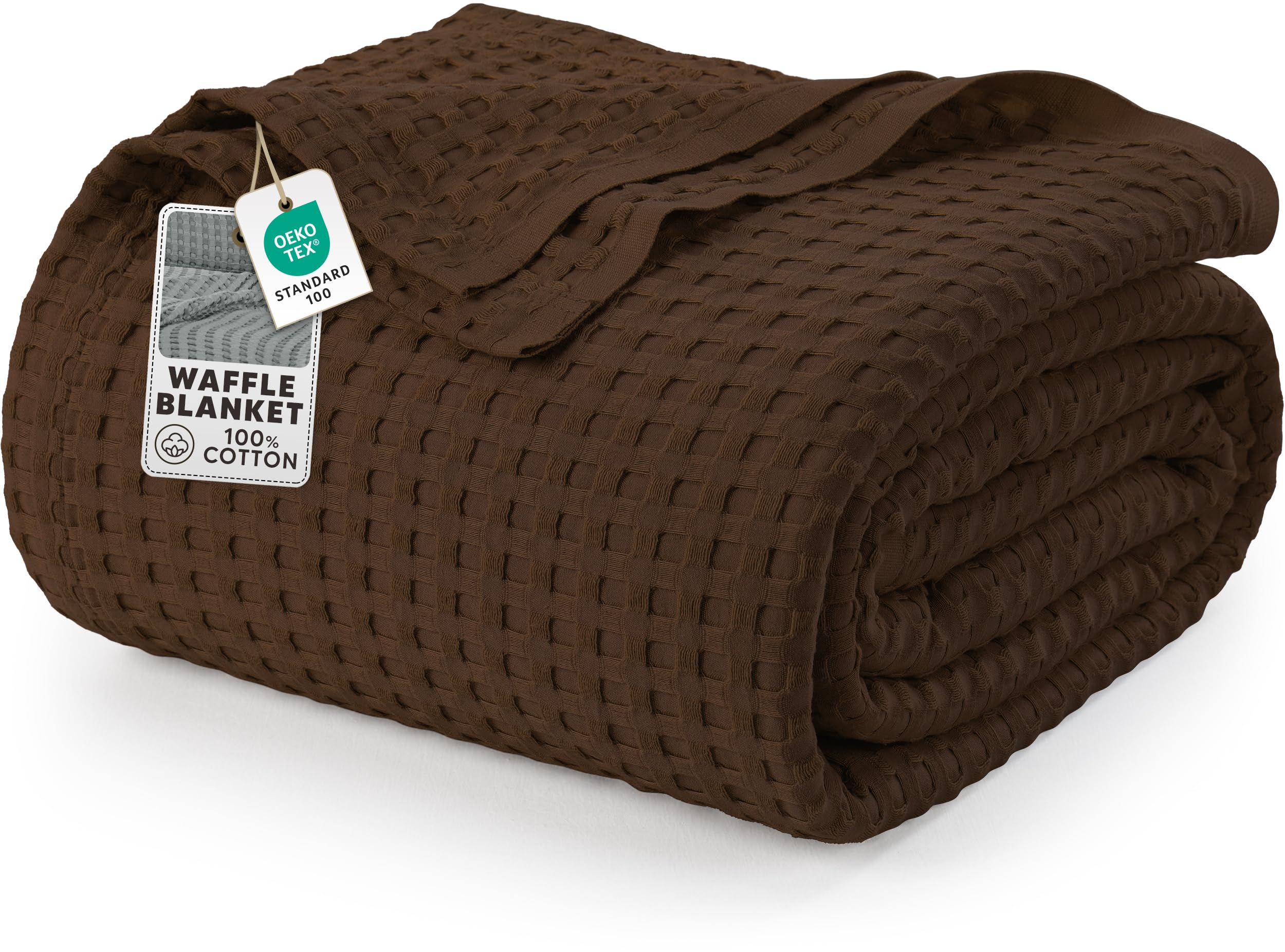 Utopia Bedding Brown 100% Cotton Waffle Blanket 300 GSM [Twin - 90x72 Inch] Soft Lightweight Breathable Bed Blanket for All Season