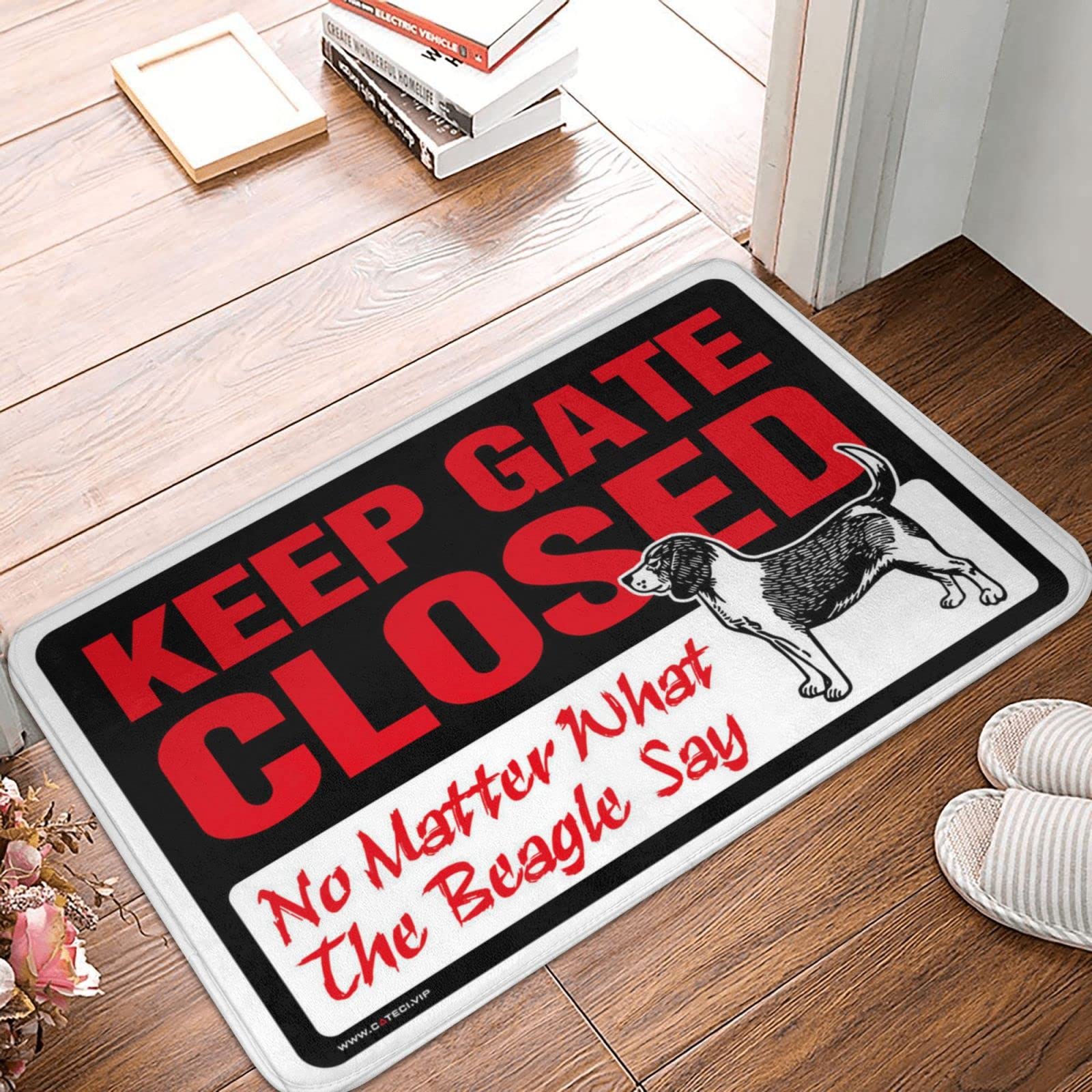 Paillasson Beagle Keep Gate Closed Dsoluuing 50x80 cm pour Man Cave et Décoration Extérieure