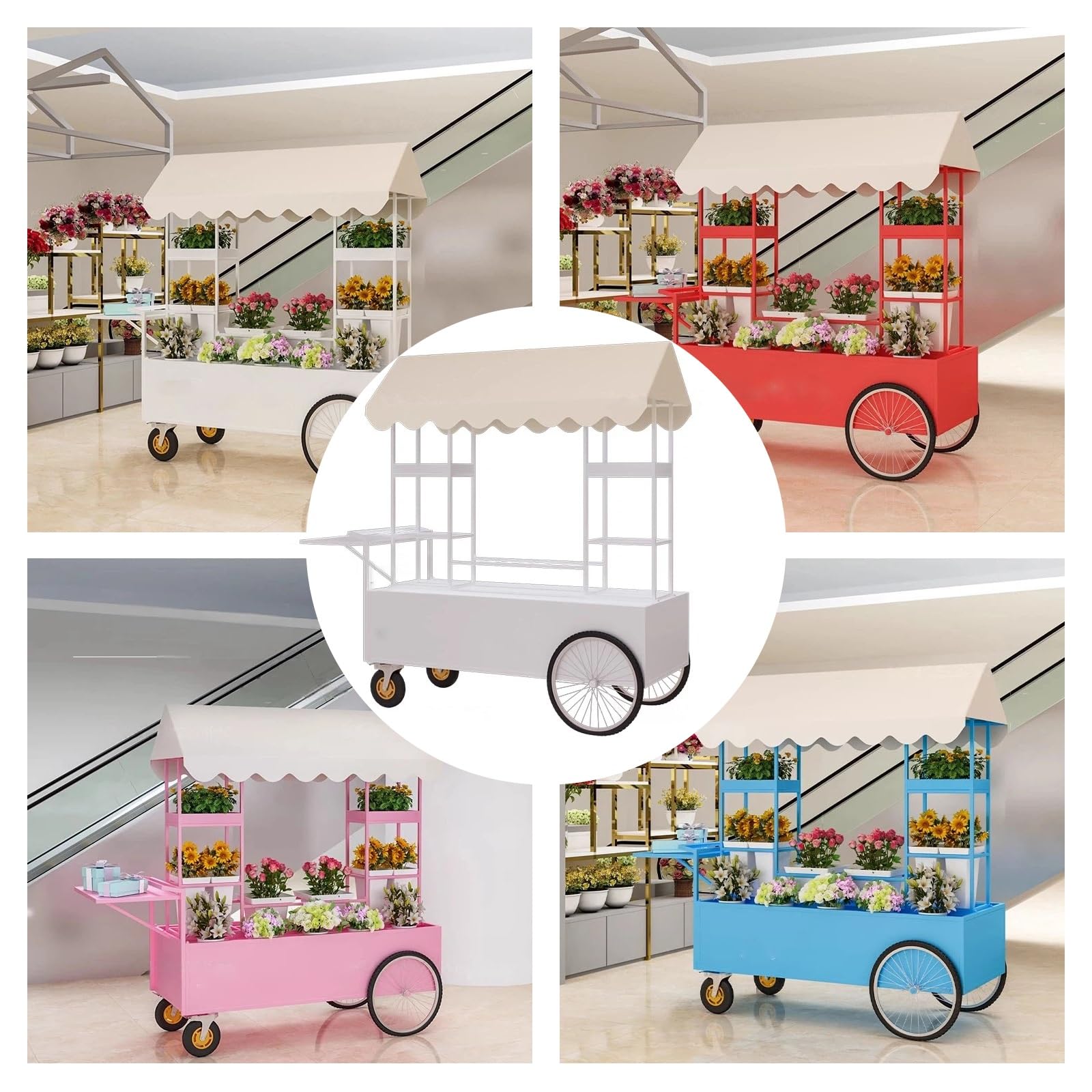 Generico Carrello per Alimenti da Esterno Resistente con Ruote, Scomparto Multistrato, Design Pieghevole per venditori ambulanti, mercati ed Eventi - Carrello Portatile e Resistente per venditori di