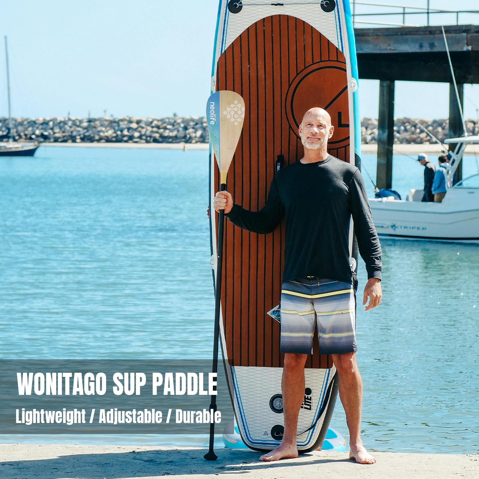 SUP Paddleboard Paddel mit Kohlefaser-Schaft und PP-Klinge, schwimmendes, verstellbares Stand Up Paddle Board Paddel, 170-210 cm