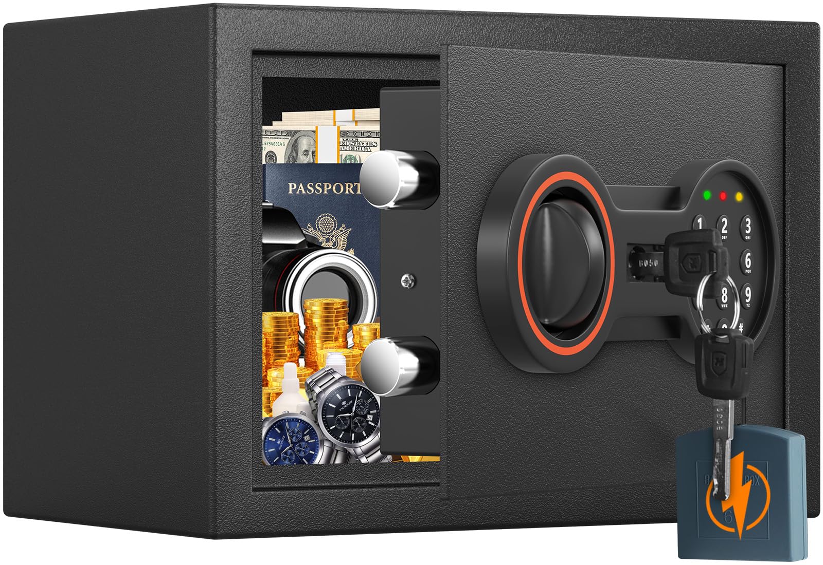 Safe Tresor für Zuhause, Digitaler Tresore mit Zahlenschloss, Sensor-Licht und Abnehmbares Regal, Heimsafeschrank Möbeltresor für Geld, Munition und Wertvolle Gegenstände