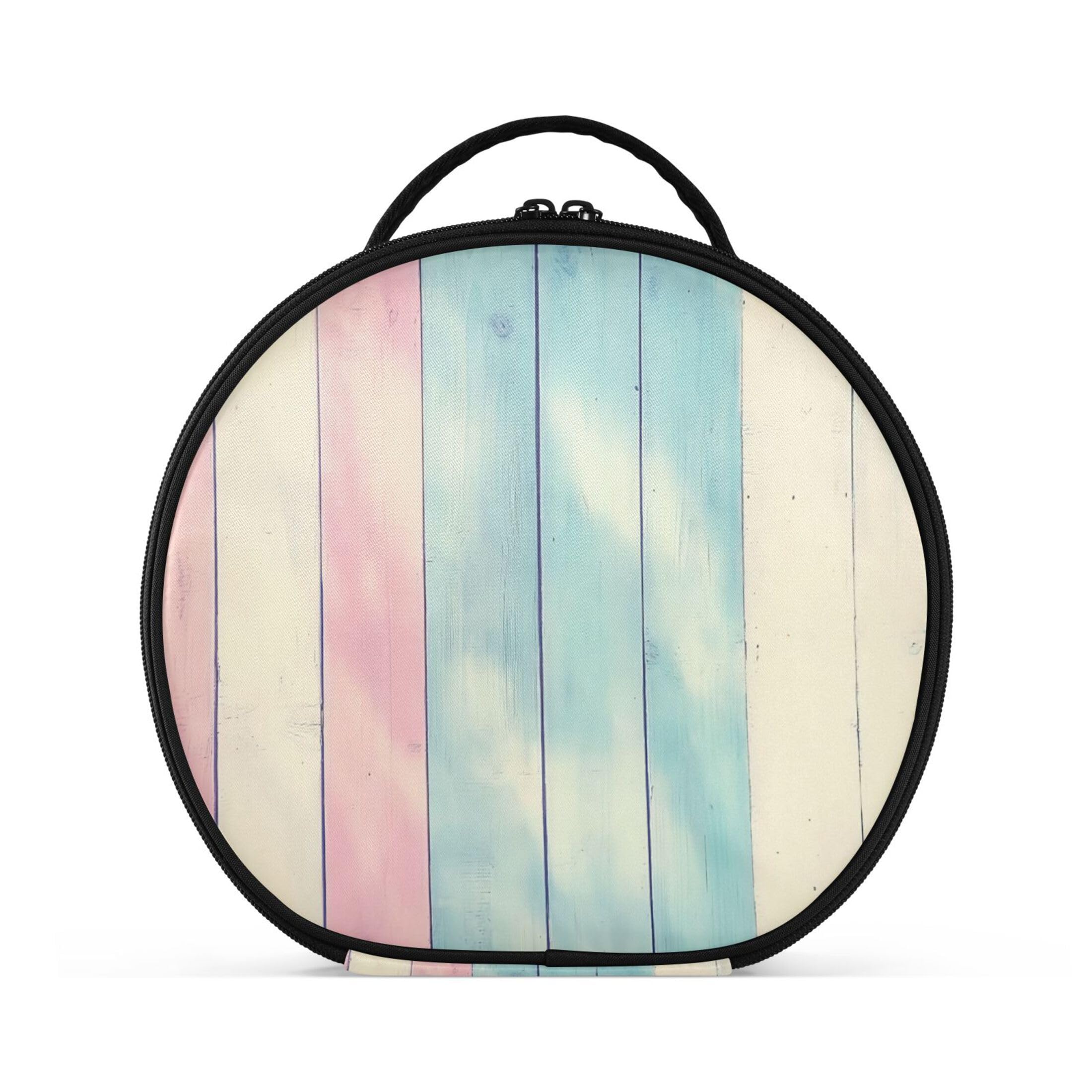 Takiito Vintage Pastel Colored Wood Travel Makeup Case Portable Makeup Box Artist Cosmetic Case Organizer With Adjustable Dividers