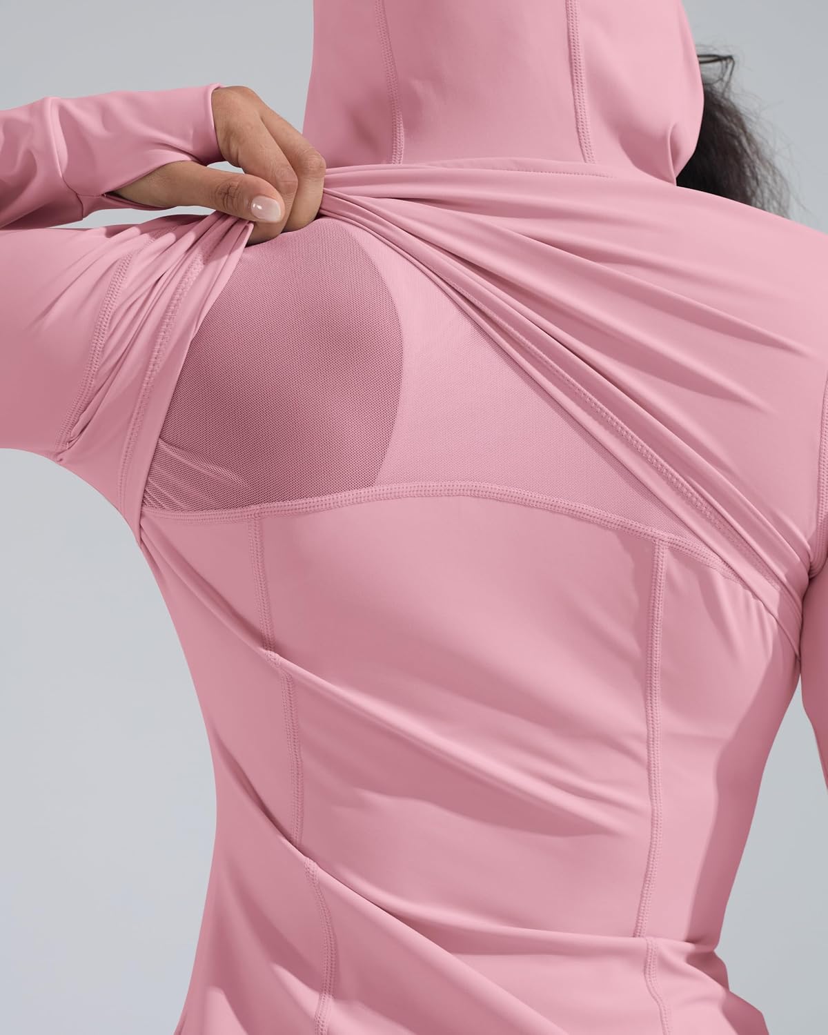 Womens Hooded Workout Jacket Athletic Running Slim Fit Buttery Soft Full Zip Up with Back Mesh Vent and Thumb Holes