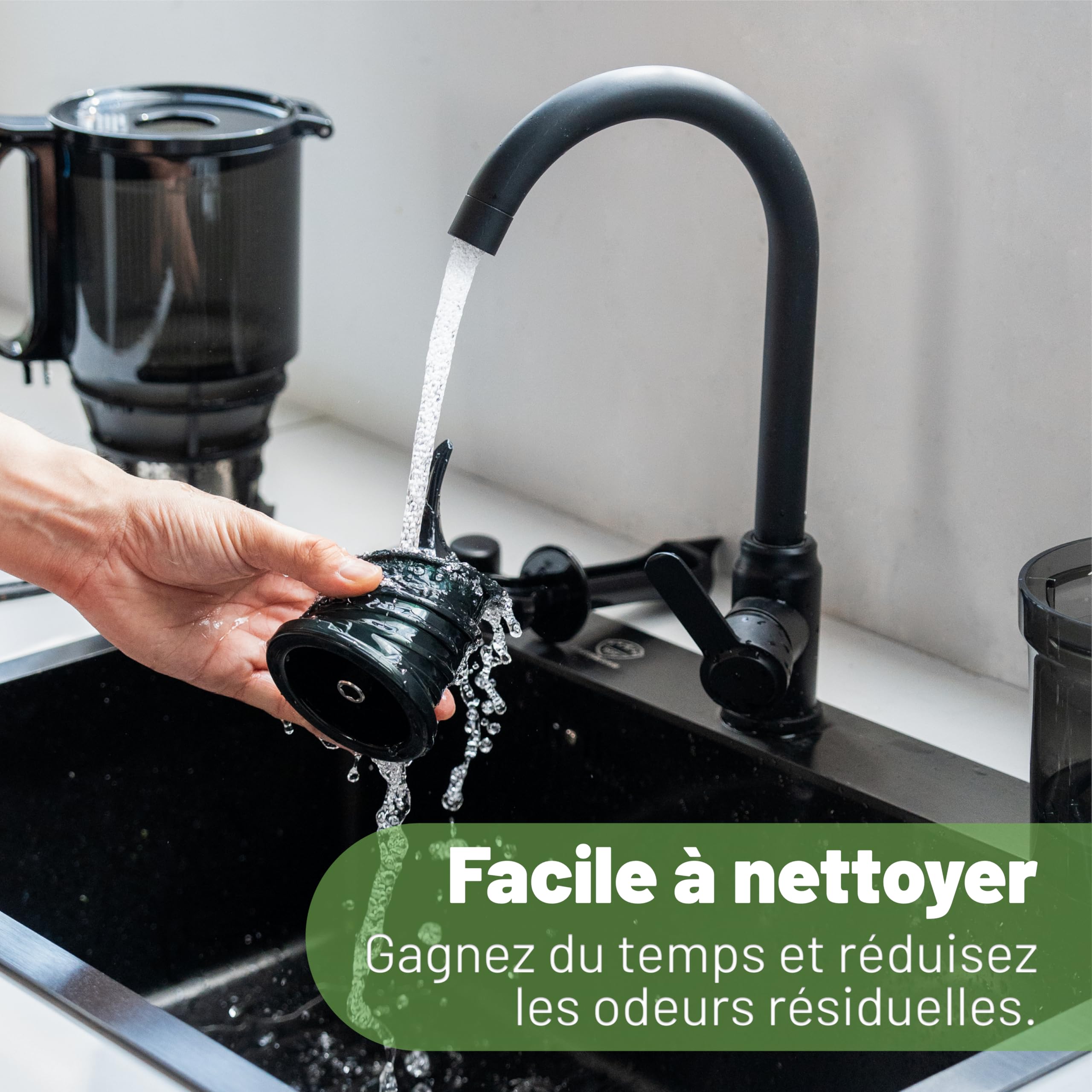 Fretta Extracteur de Jus à Mastication Lente 250W, Grande Goulotte 135mm, Sans BPA, Noir
