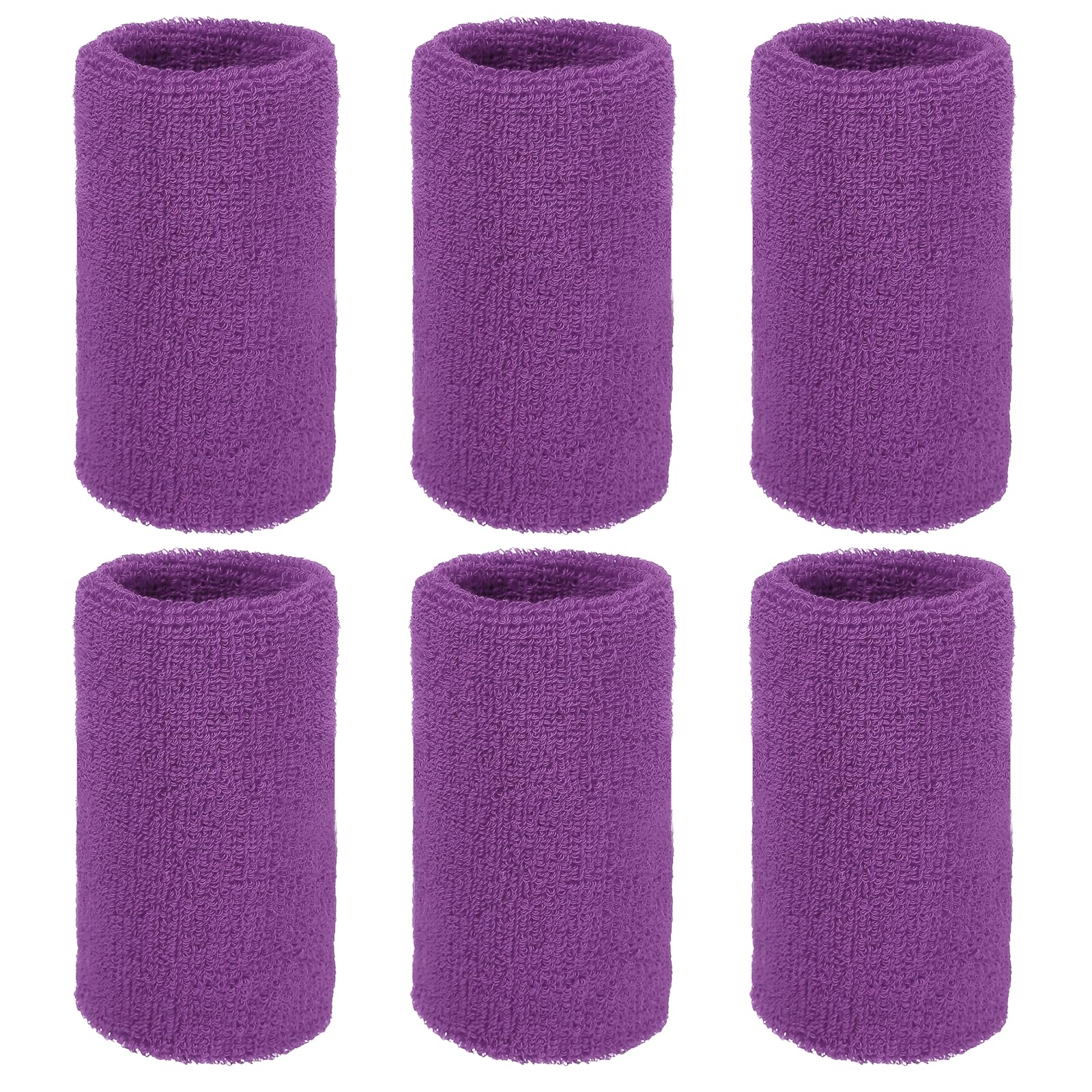 YELARXI Wrist Bands for Sweat, Sports Wrist Sweat Bands, Sports Wristband Sweatbands Breathable Absorbent Tennis Wristbands 6 Pcs & Ink Purple -Fitting for Basketball/Football/Gym — image 1
