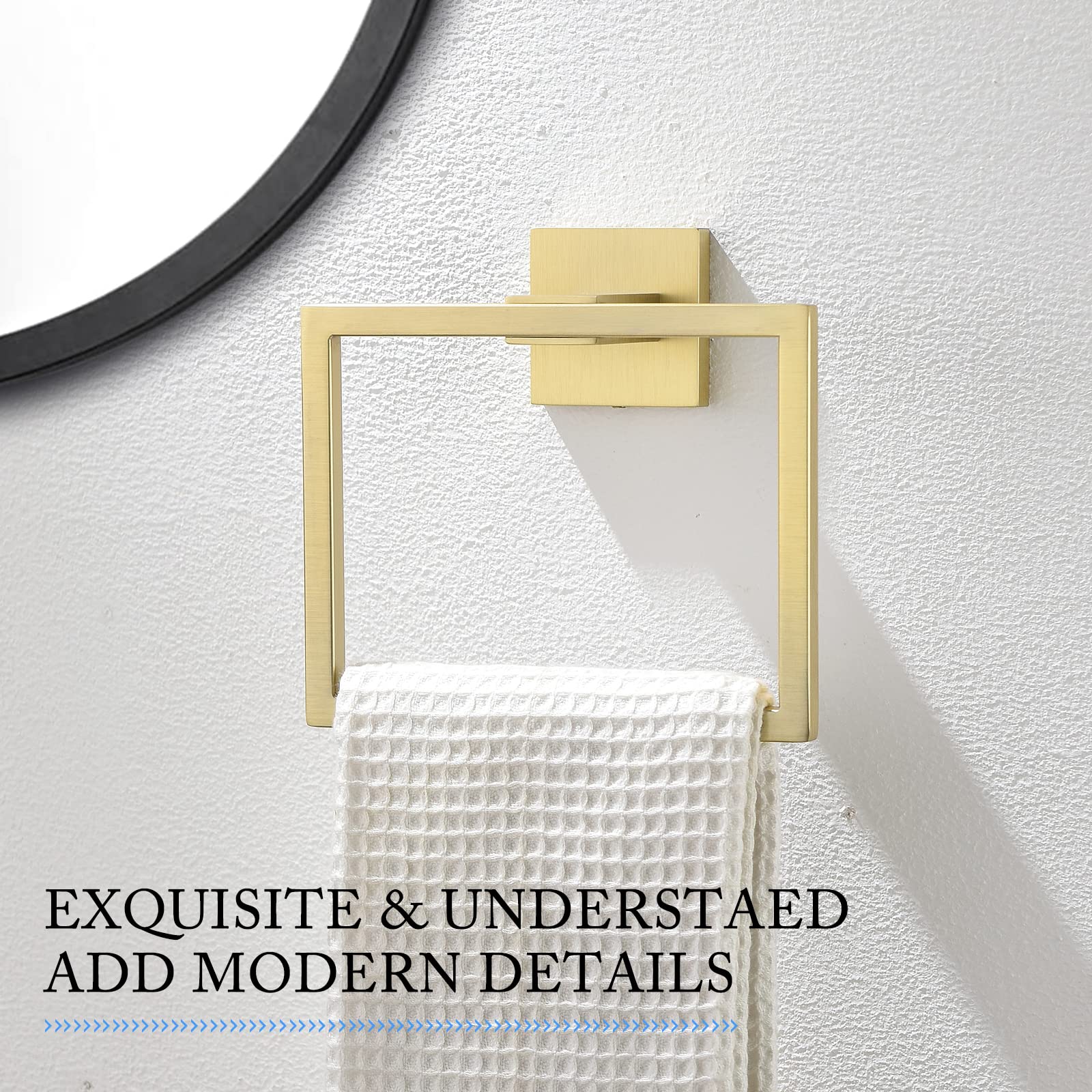 Brushed Gold Towel Ring - Modern Wall Mount -2