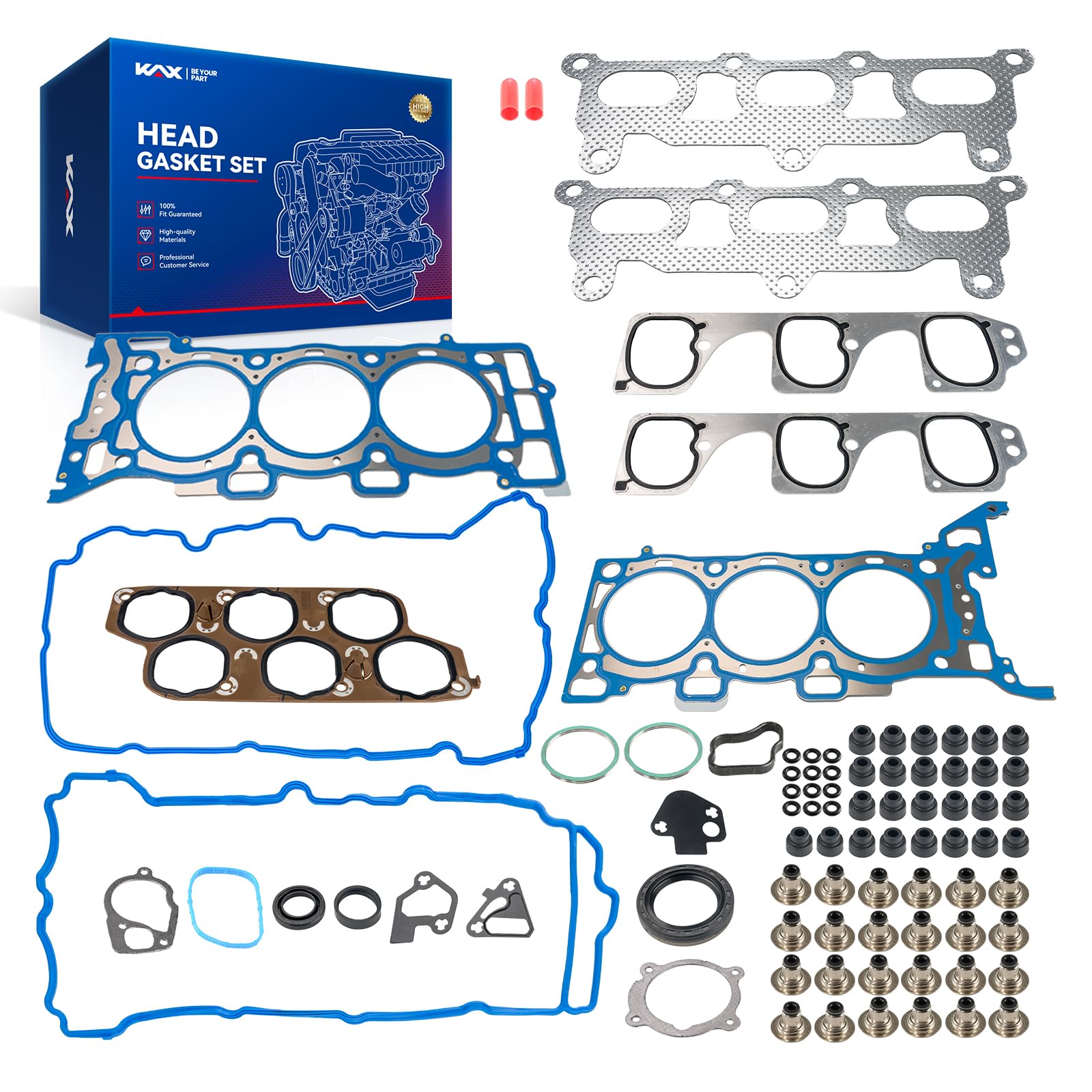 KAX Engine Cylinder Head Gasket Set Compatible with Pontiac G8 2008-2009 3.6L V6, Head Gasket Kit, OE# ES72274, HS26376PT-3, GS33676