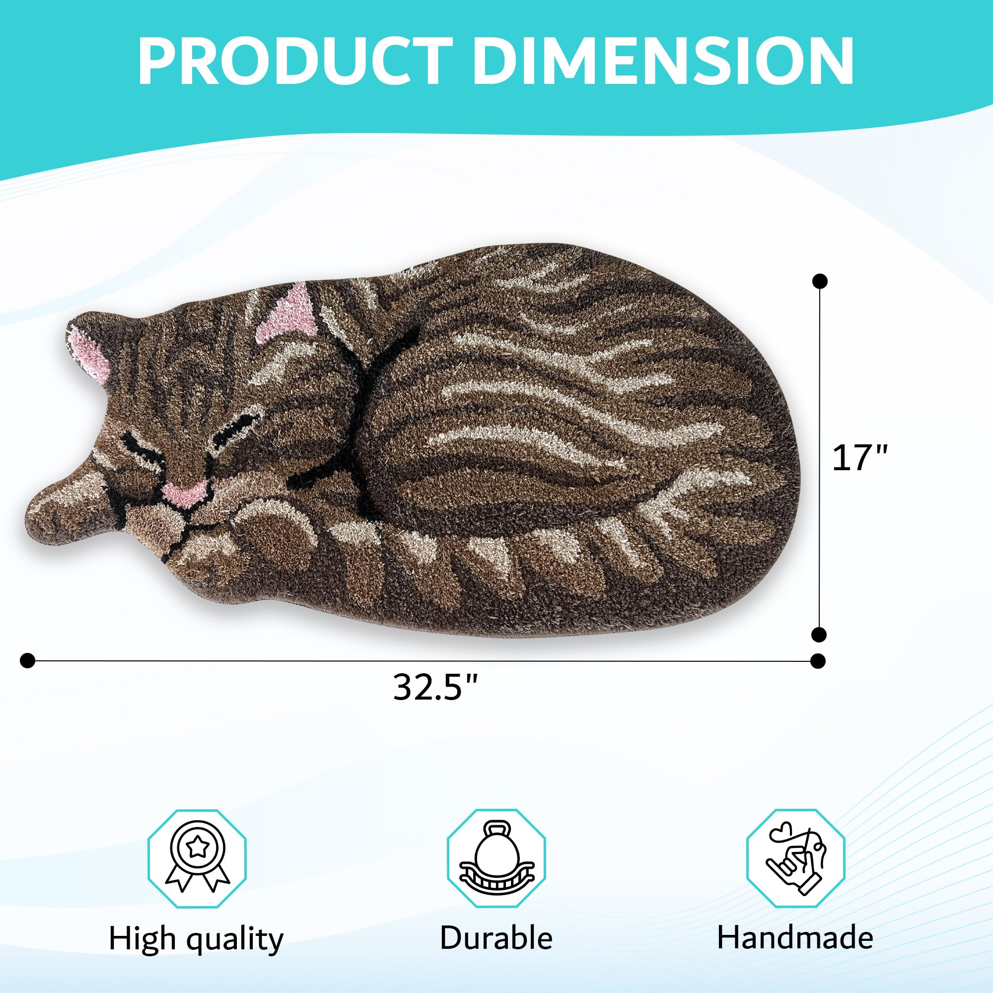 CrazyCoolCat Cat Rug - Decorative Cat Door Mat with Sleeping Tabby