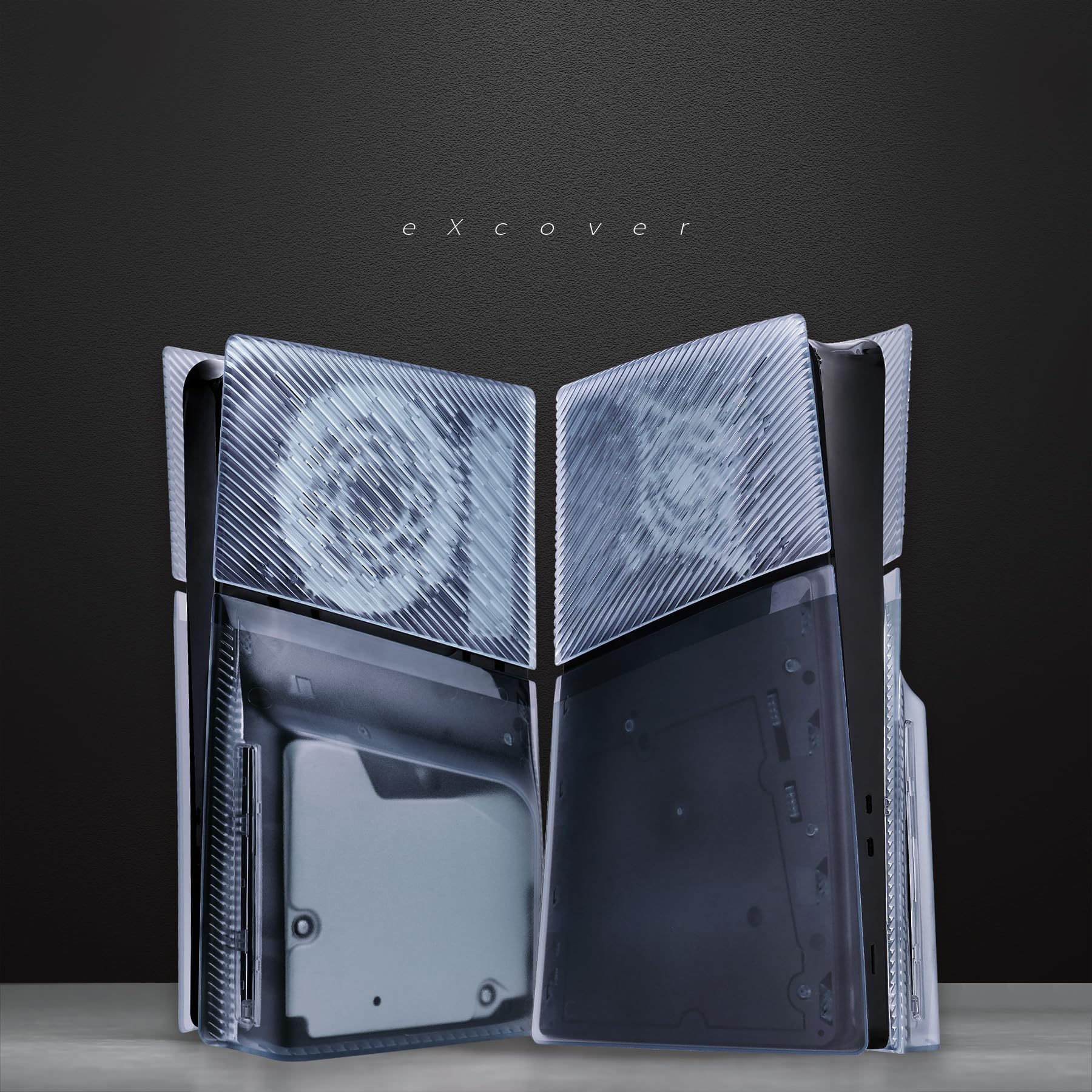 eXtremeRate eXcover Case für ps5 Slim Disc Edition Konsole, Kratzfest Seitenplatten Faceplate mit Kühlung-Ventil Schutz Abdeckung, Ersatz Full Shell für ps5 Slim Disc Console-Clear Gletscher Blau