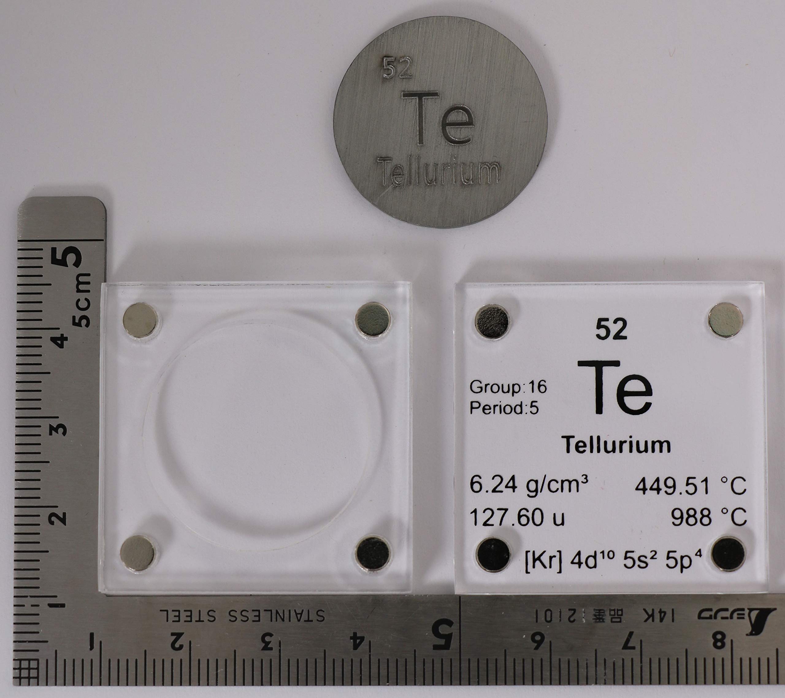 Tellurium (Te) 24.26mm Metal Disc with Acrylic Case for Collection or Experiments