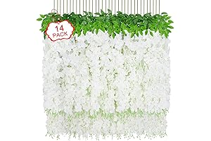 Yastouay 14 Pcs Artificial Wisteria Hanging Flowers, 3.77 Ft/Pcs Silk Hanging Flowers...