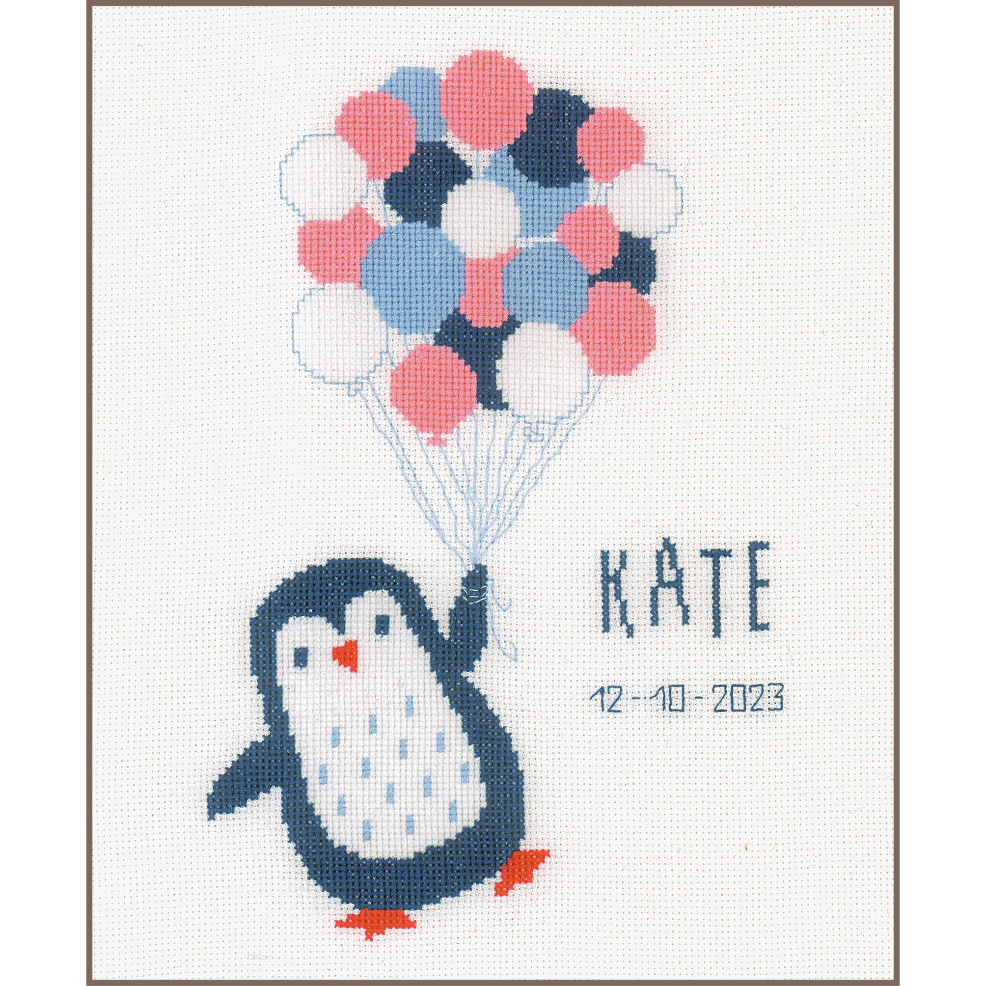 Vervaco Bonjour Penguin Counted Stitch Kit, White, ca. 22 x 30 cm