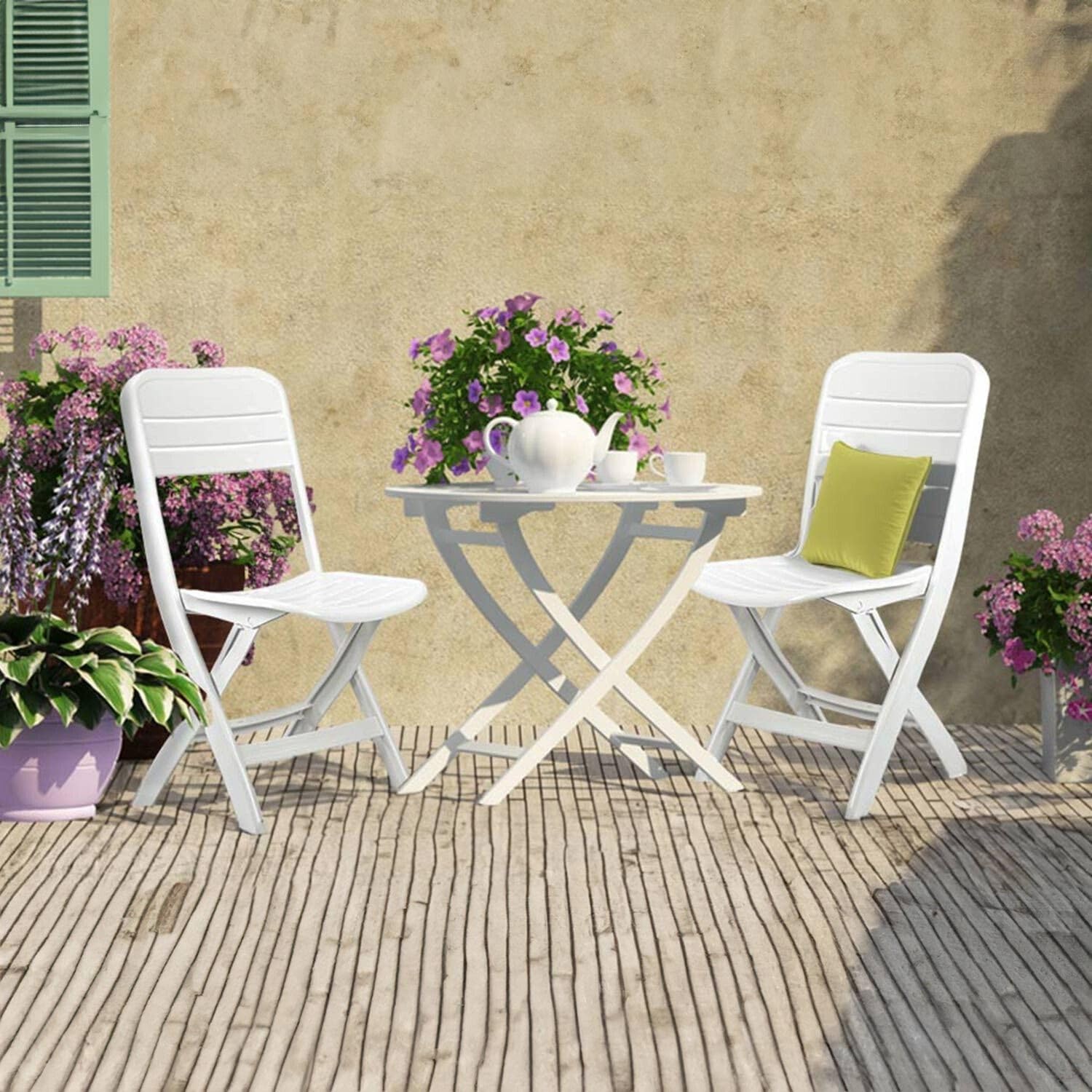 4 Sedie Pieghevoli Bliss Bianche - THINIA HOME, Ideali Per Esterni, Balcone, Terrazza E Giardino