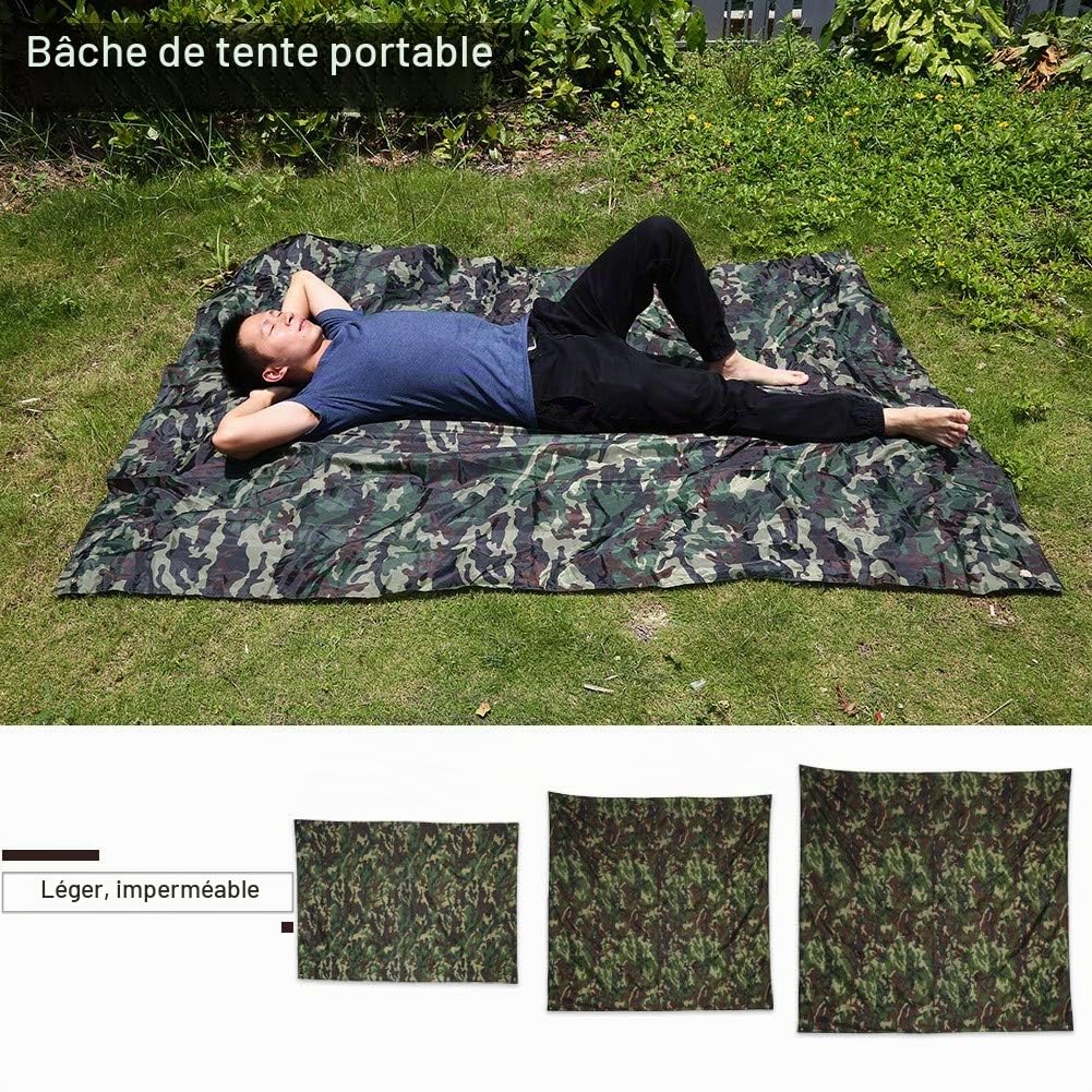 bache Militaire 1.5x2,Bache 2x2, Bâche imperméable et Imputrescible, Tapis Imperméable Léger Eérieur de Pluie Tapis de Tente de Pique-Nique de RainTent Shelter Beach(2 * 2m)