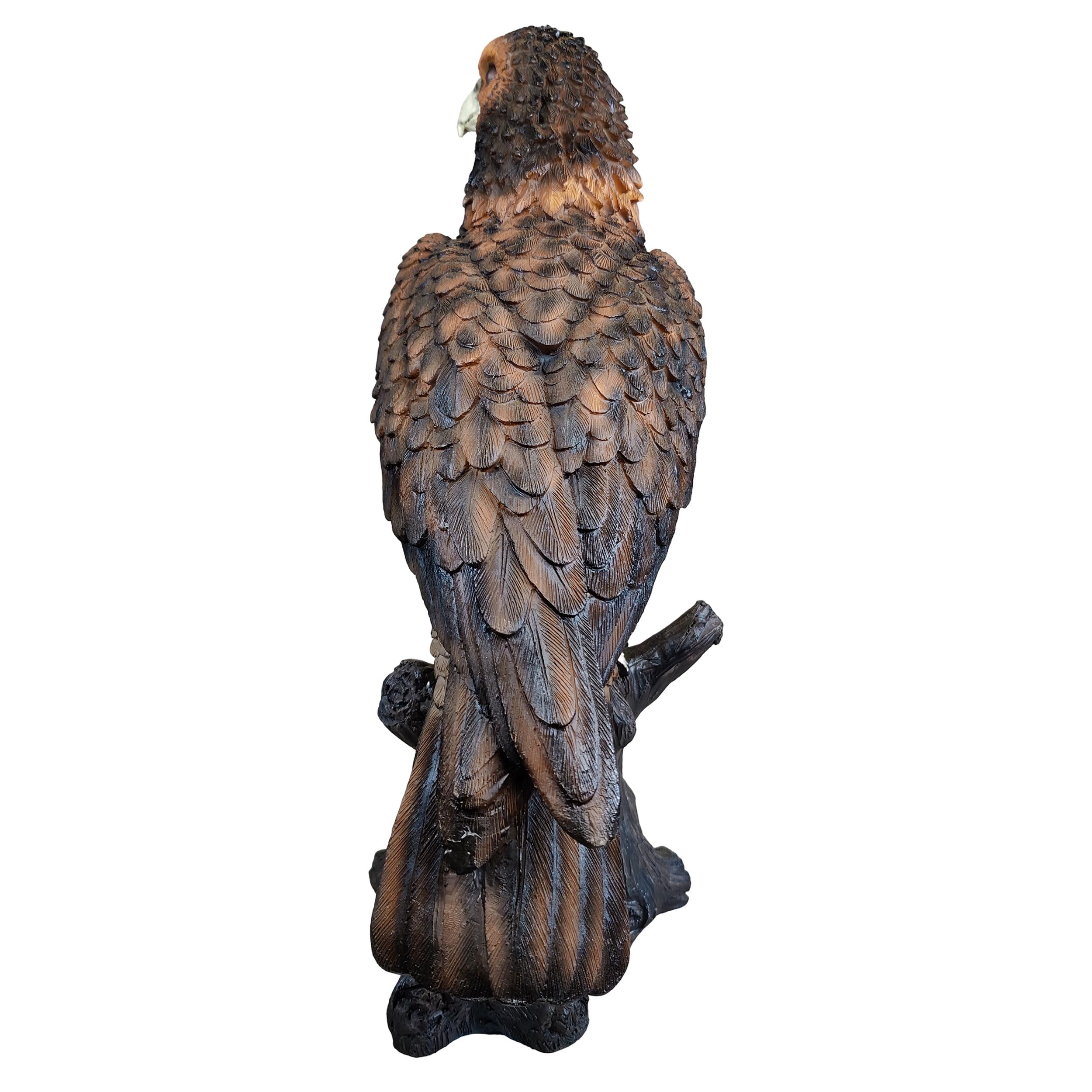 colourliving Adler Figur XXL und XL, Gartenfigur auf Baumstamm als Deko Greifvogel für Garten Terrasse Balkon und Wohnbereich (XL)