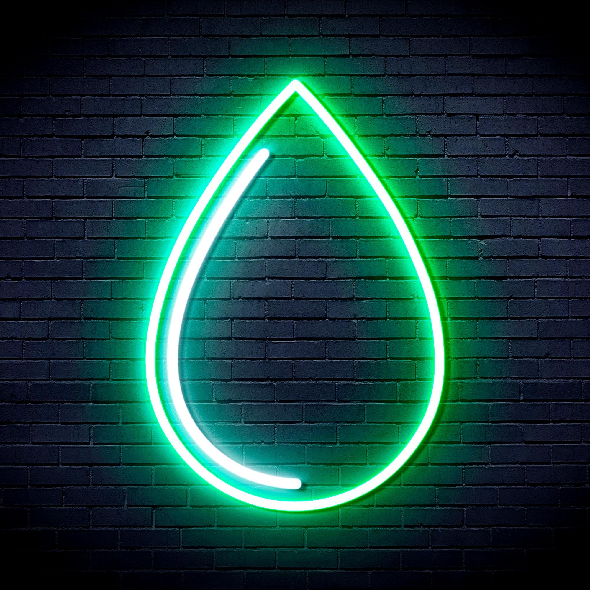 ADVPRO Water Droplet Flex Silicone LED Neon Sign - White & Green - st16s44-fnu0015-wg