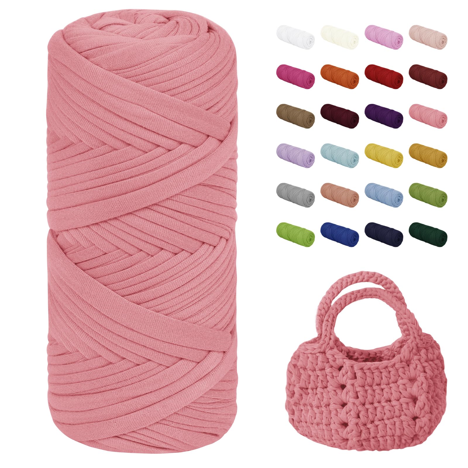 Uiopa T-Shirt Yarn, 200g/75m Chunky Crochet T Shirt Yarn, Polyester Elastic Fabric Ribbon for Crocheting Bags, Baskets, Home Decor, DIY Crafts (Watermelon Pink)