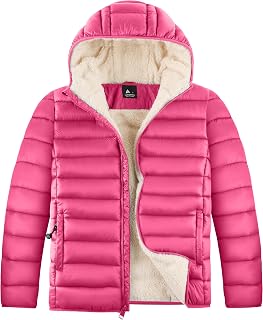 Kids Winter Puffer Jacket, Lightweight Insulated Hooded Coat, Boys Girls Winter Warm Outerwear for School & Outdoor