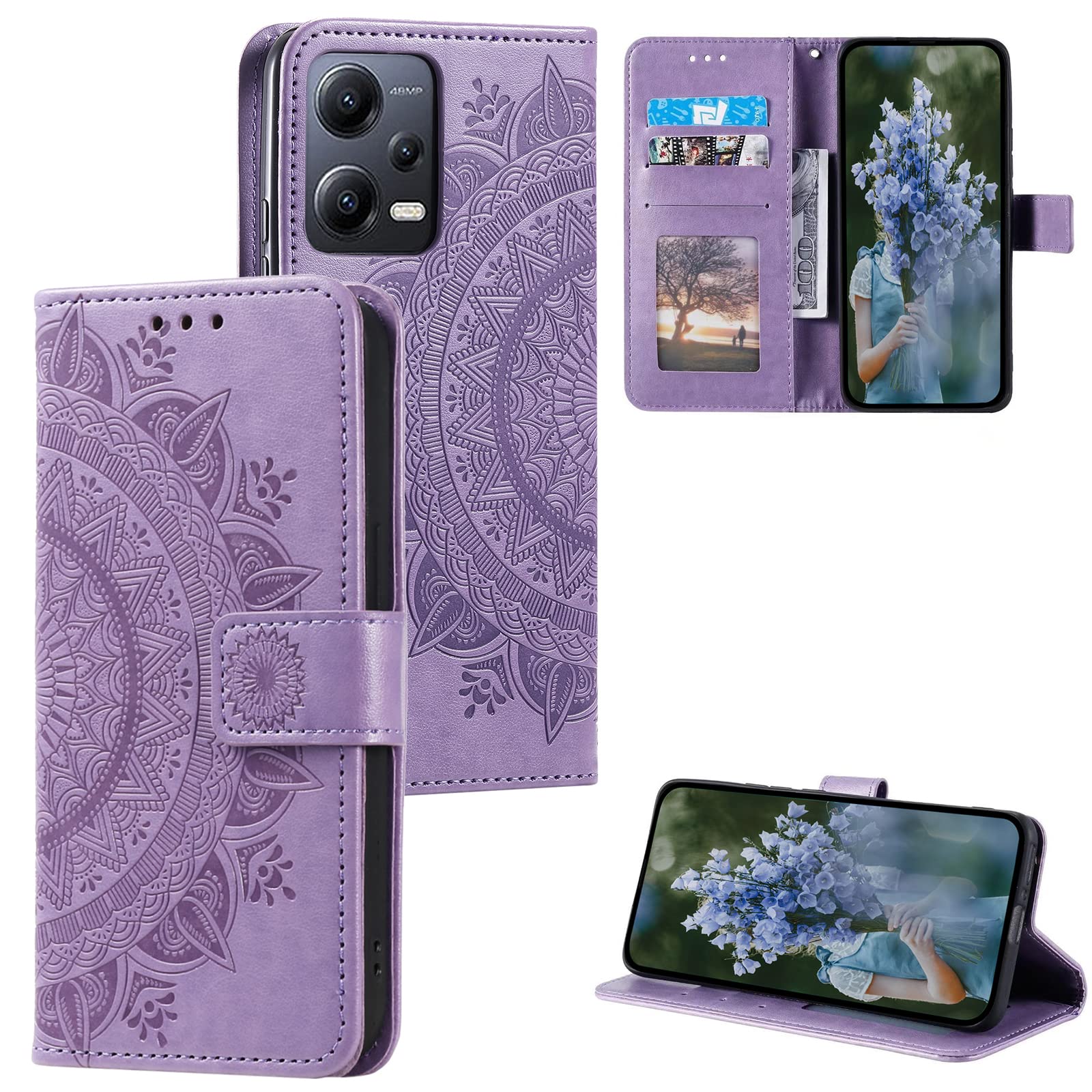 HTDELECMobile Phone Case for Xiaomi Redmi Note 12 5G / Poco X5 Leather Case with Card Slot and Magnetic Closure Flip Case Book Case for Xiaomi Redmi Note 12 5G / Poco X5 - Purple