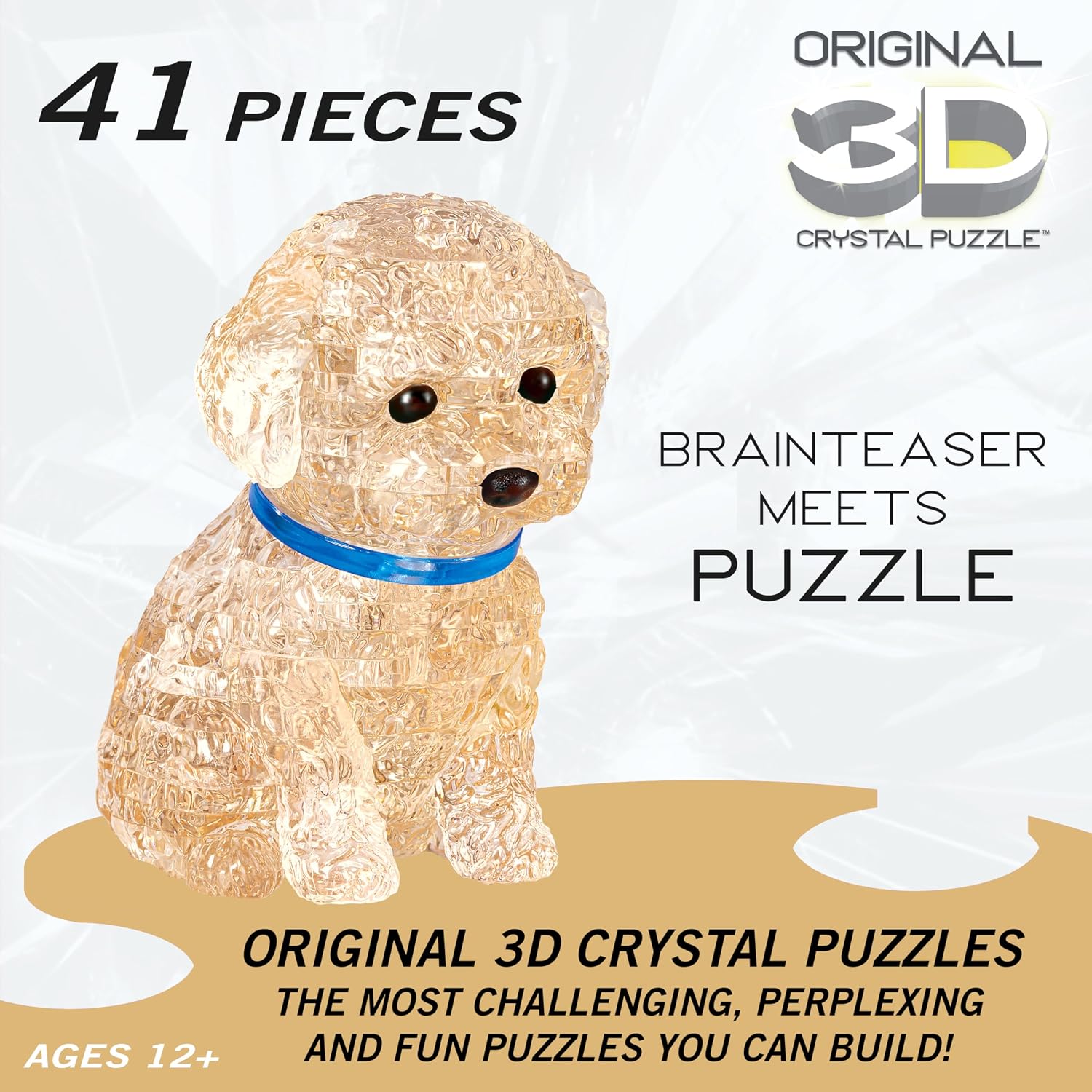 BePuzzled, Poodle (Apricot) Original 3D Crystal Puzzle, 41 Piece Brain Teaser, Collectible Display Puzzle for Kids & Adults Ages 12+