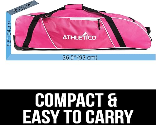 Miniatura 7 de Athletico Bolsa de béisbol con ruedas, bolsa de bate de béisbol con ruedas para béisbol, tball, equipo de softbol para jóvenes, niños y adultos