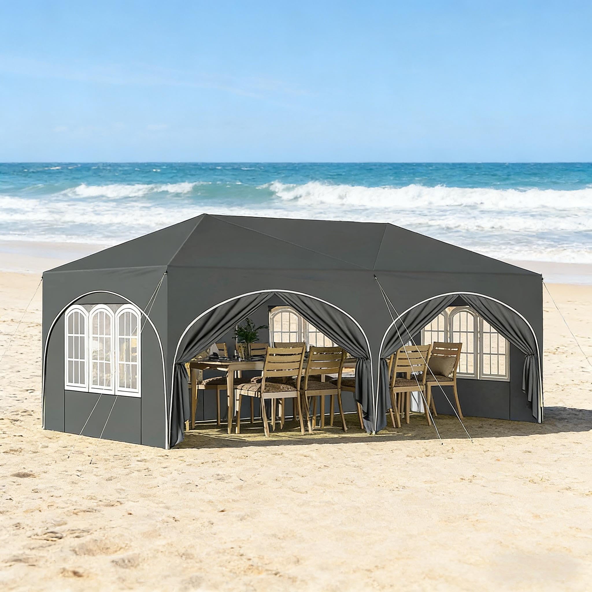 Carport - Tienda de campaña de 4 x 6 m, resistente al agua y a los rayos UV, estructura de acero estable para coches, SUV y caravanas, ideal para patio, terraza, comercial y puesto de mercado