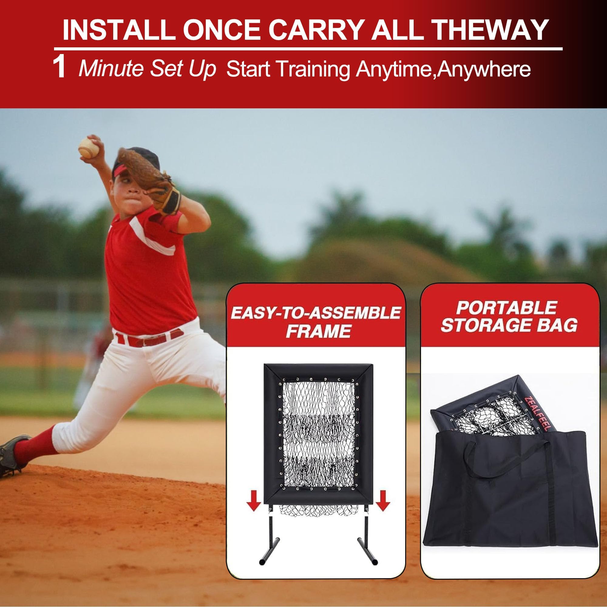 Red de Lanzamiento de béisbol de 9 Agujeros con Zona de golpeo, Red de béisbol y softbol con Zona de Ataque Realista, Altura Ajustable en 5 Posiciones, 116 x 66 x 60 cm