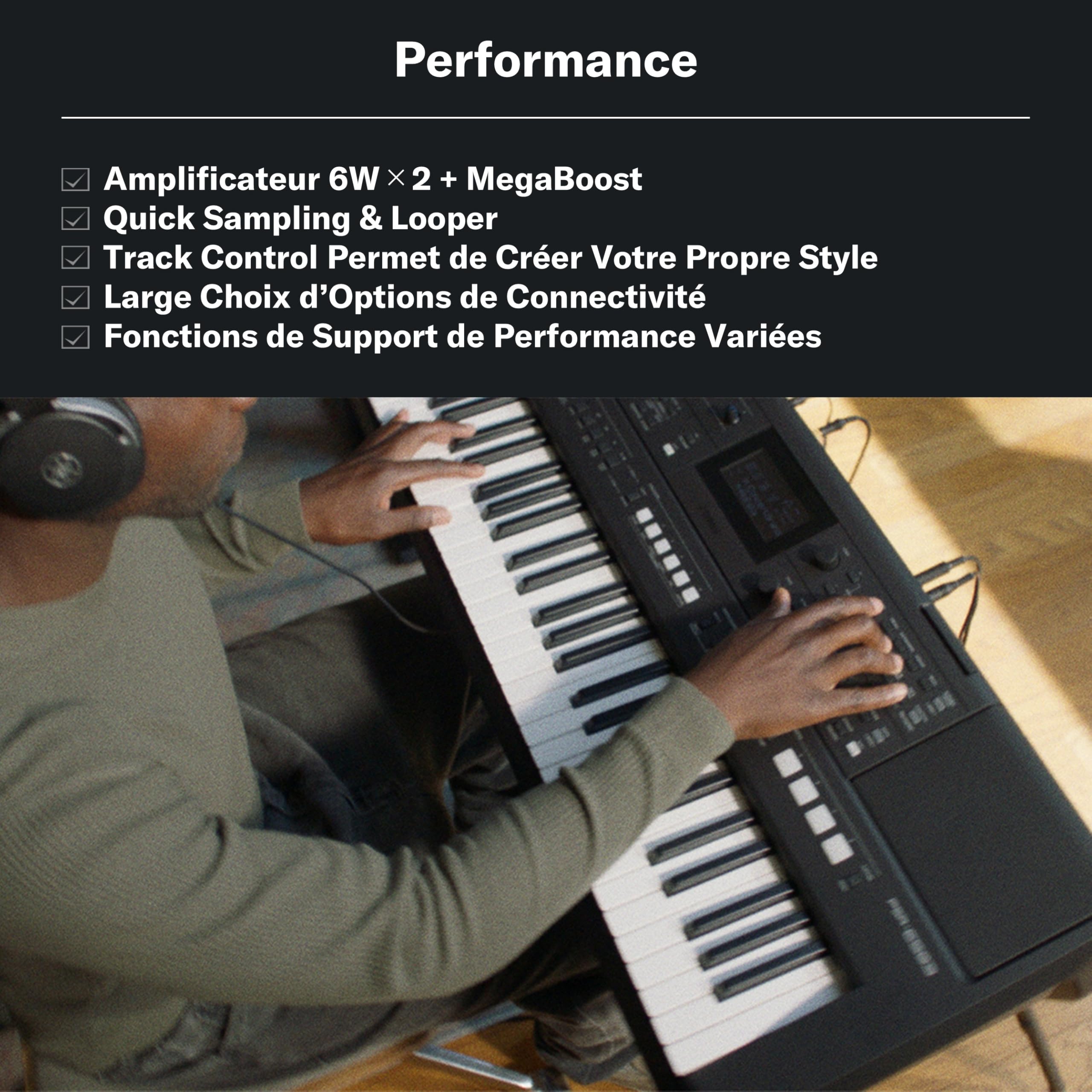 YAMAHA PSR-E483 Keyboard – Clavier Portable Moderne avec 61 Touches Sensibles, 860 Voices dont 15 Super Articulation Lite, 345 Styles, Haut-Parleurs Puissants et USB-C – Noir