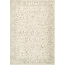 Hauteloom Bellington Living Room, Bedroom Area Rug - Floral Border Medallion Distressed Traditional - Traditional Oriental Transitional Oushak Farmhouse - Cream, Beige, Sage, Gray, Tan - 10' x 13'11"